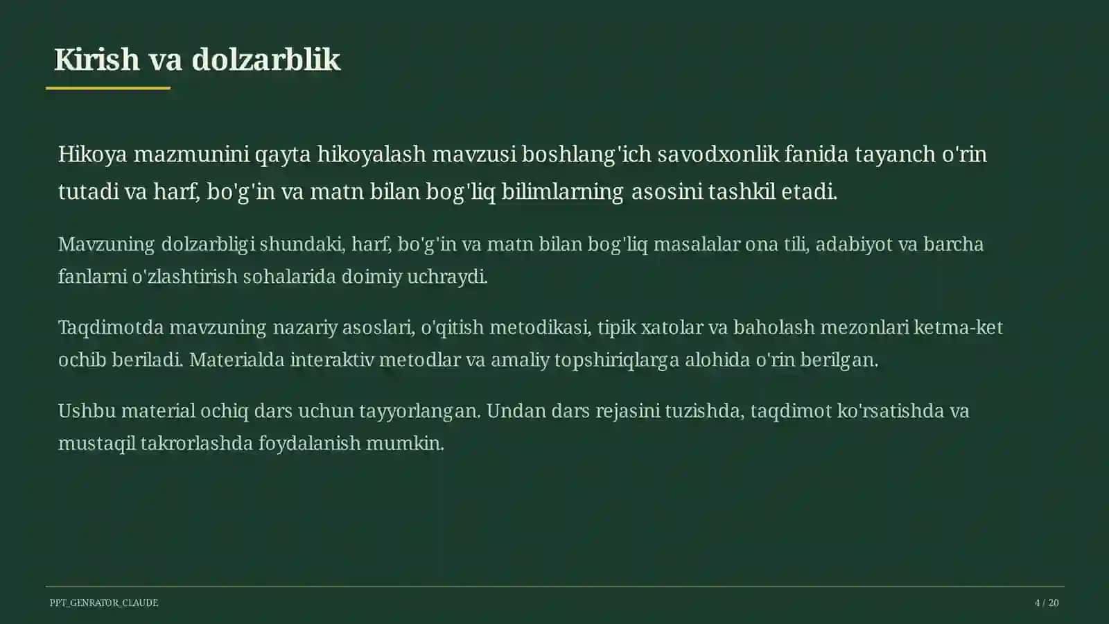 Hikoya mazmunini qayta hikoyalash (3-sinf) 4