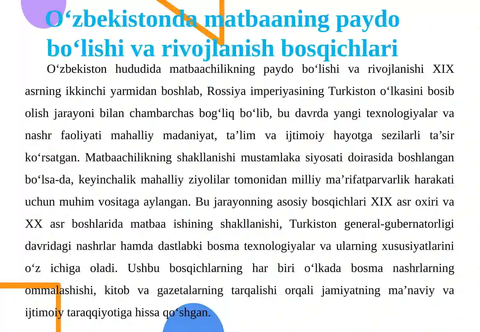 O‘zbekistonda nashr etilgan dastlabki manbalar 4