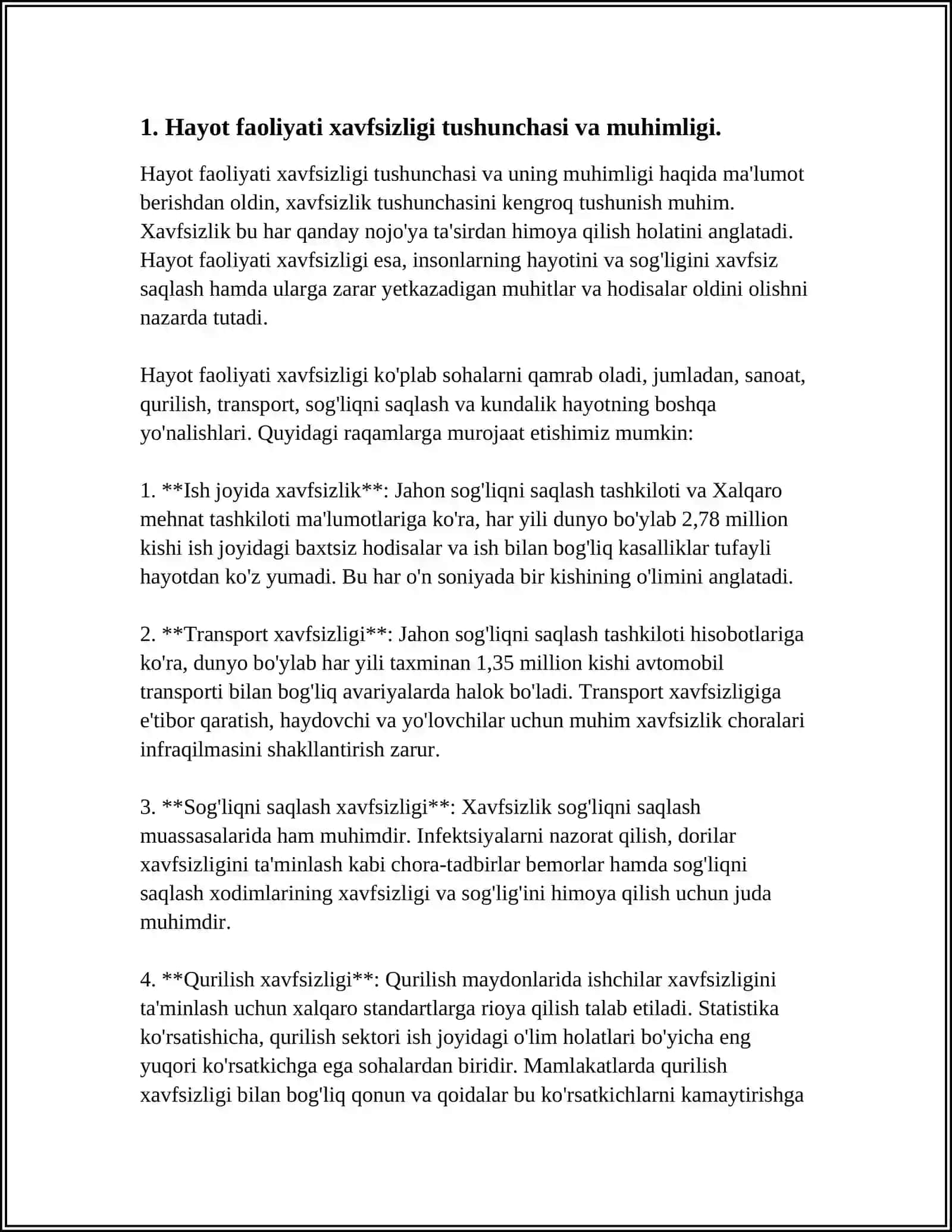 HAYOT FAOLIYATI XAVFSIZLIGI MUAMMOLARINI O'RGANISHGA KATTA HISSA QO'SHGAN JAHON VA VATANIMIZ OLIMLARI. ULARNING ASOSIY ILMIY-AMALIY ISHLARI 4