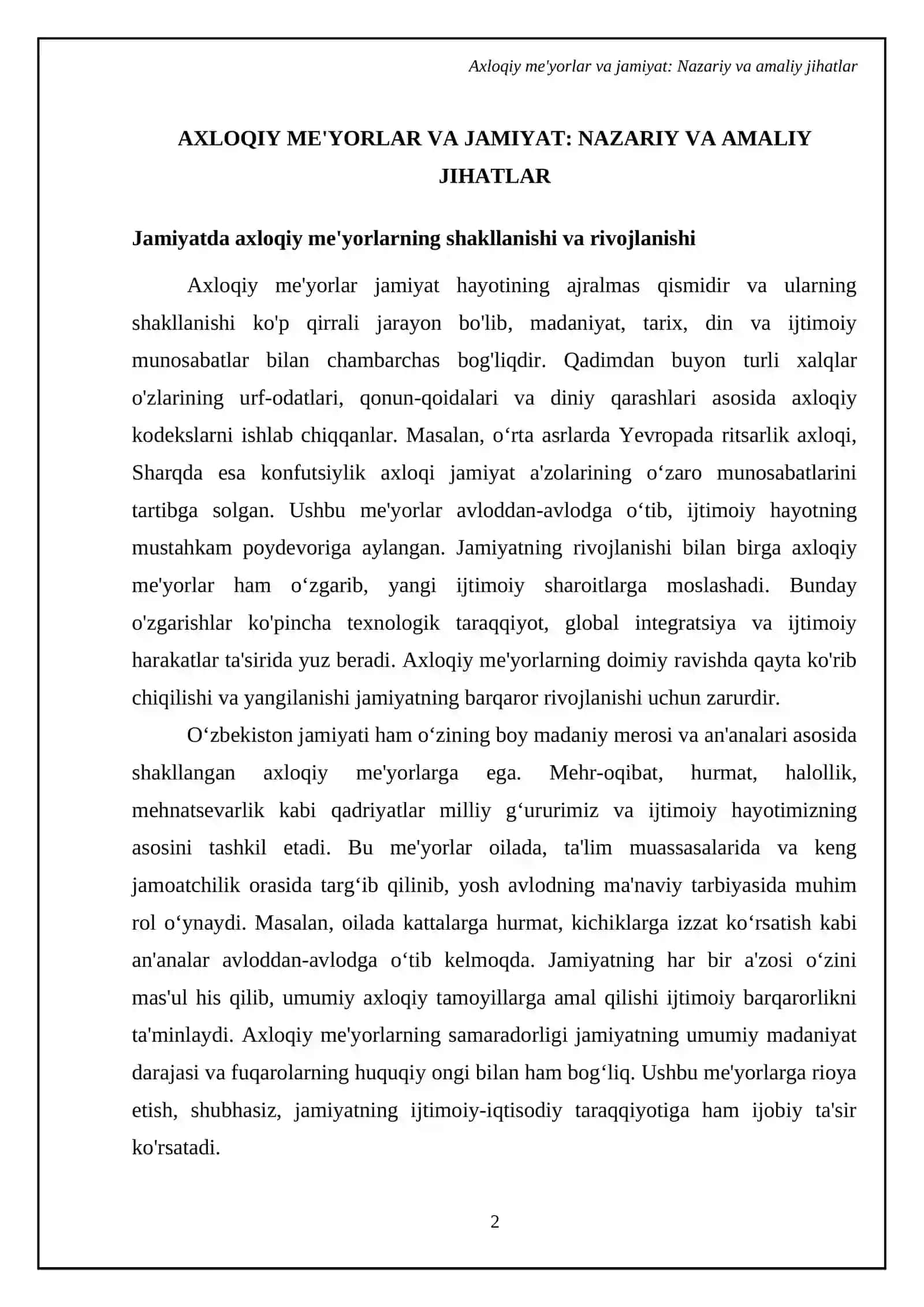 Axloqiy me'yorlar va jamiyat: Nazariy va amaliy jihatlar 4