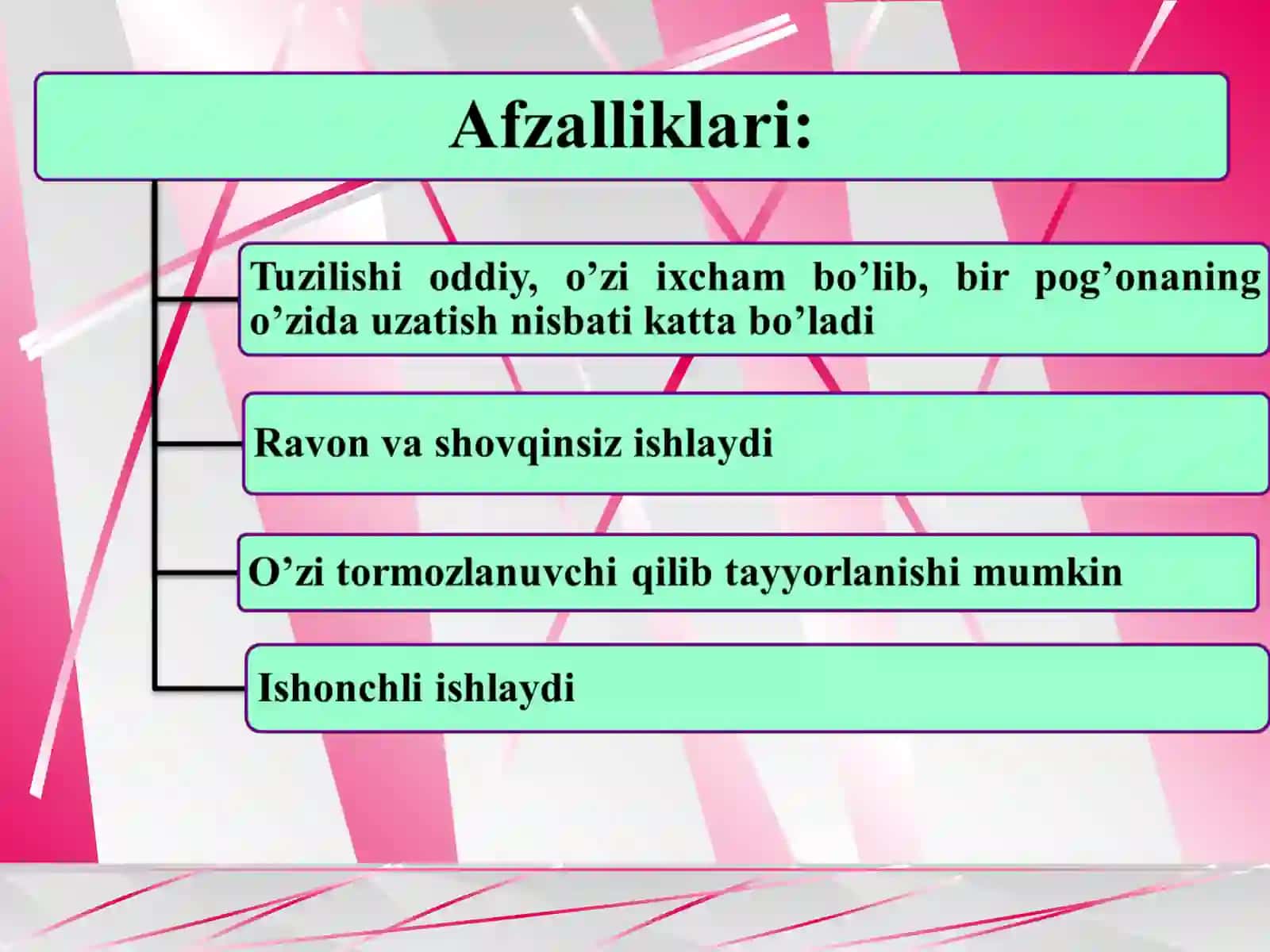 Chervyakli uzatmalar. Turlari, geometriyasi va kinematikasi. Uzatmaning foydali ish koeffitsienti. Chervyakli uzatmaga ta’sir qiladigan kuchlar 4