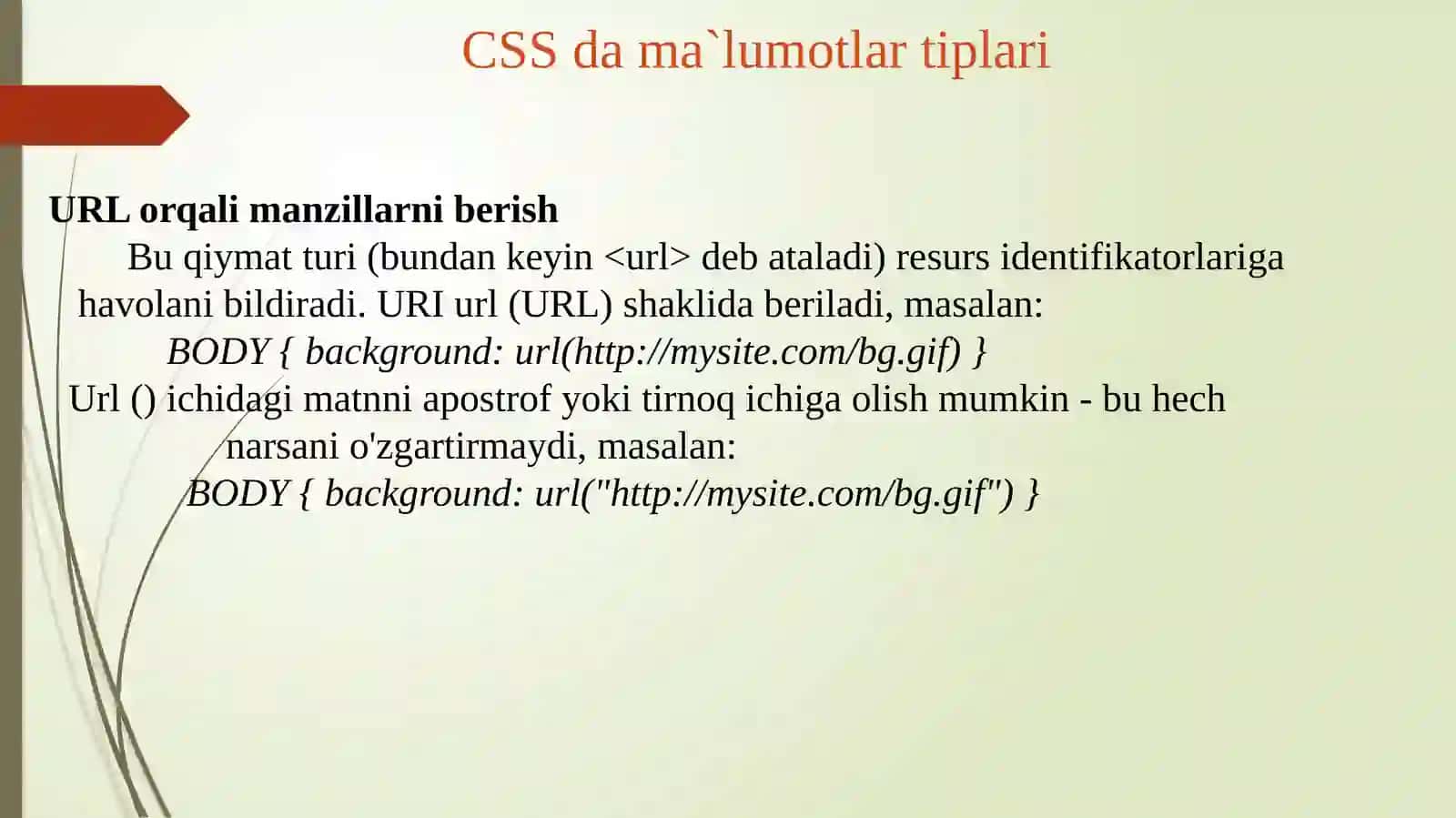 CSS da ma`lumotlar tiplari 4