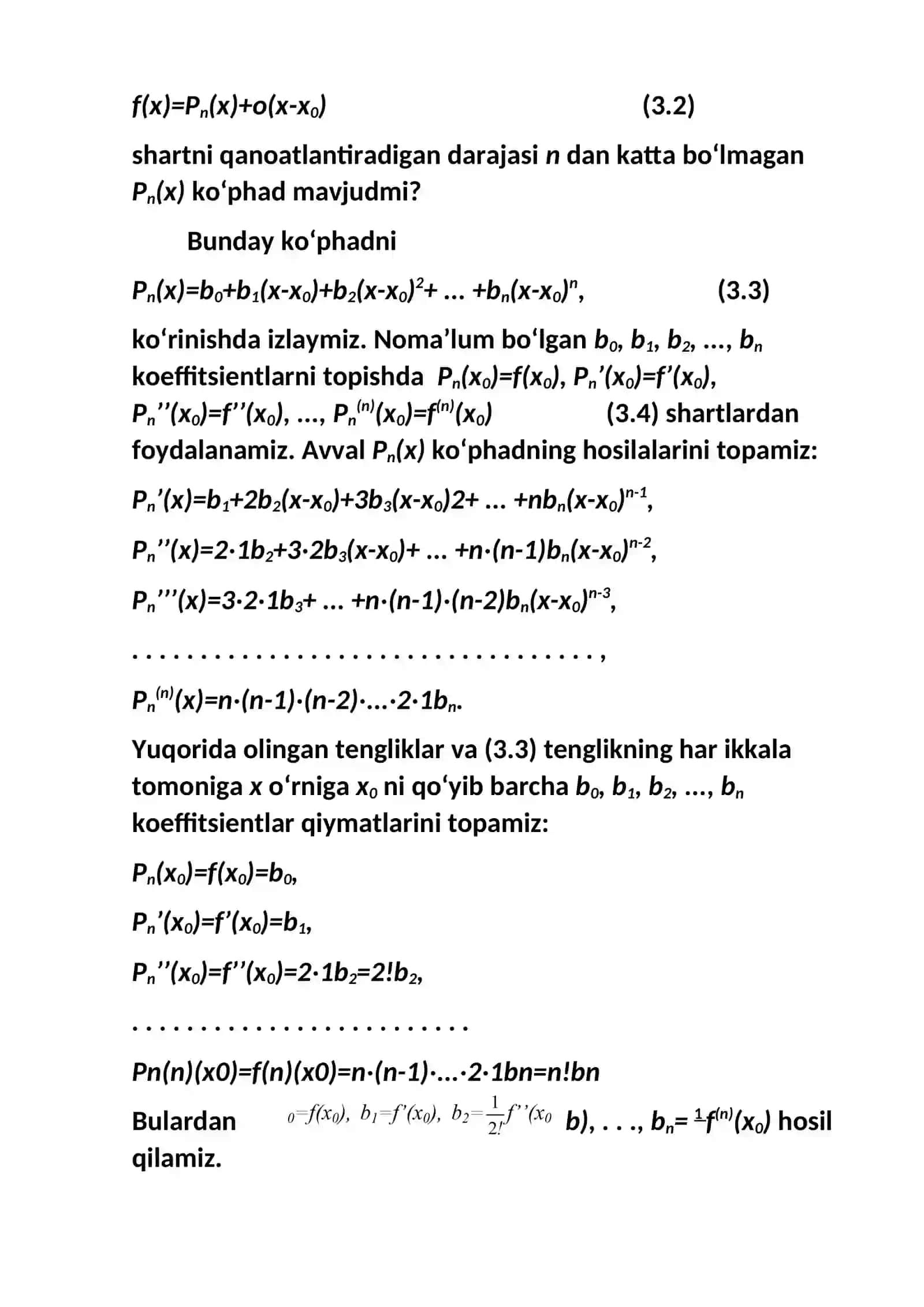 Teylor formulasining taqribiy hisoblashga tatbiqlari 4