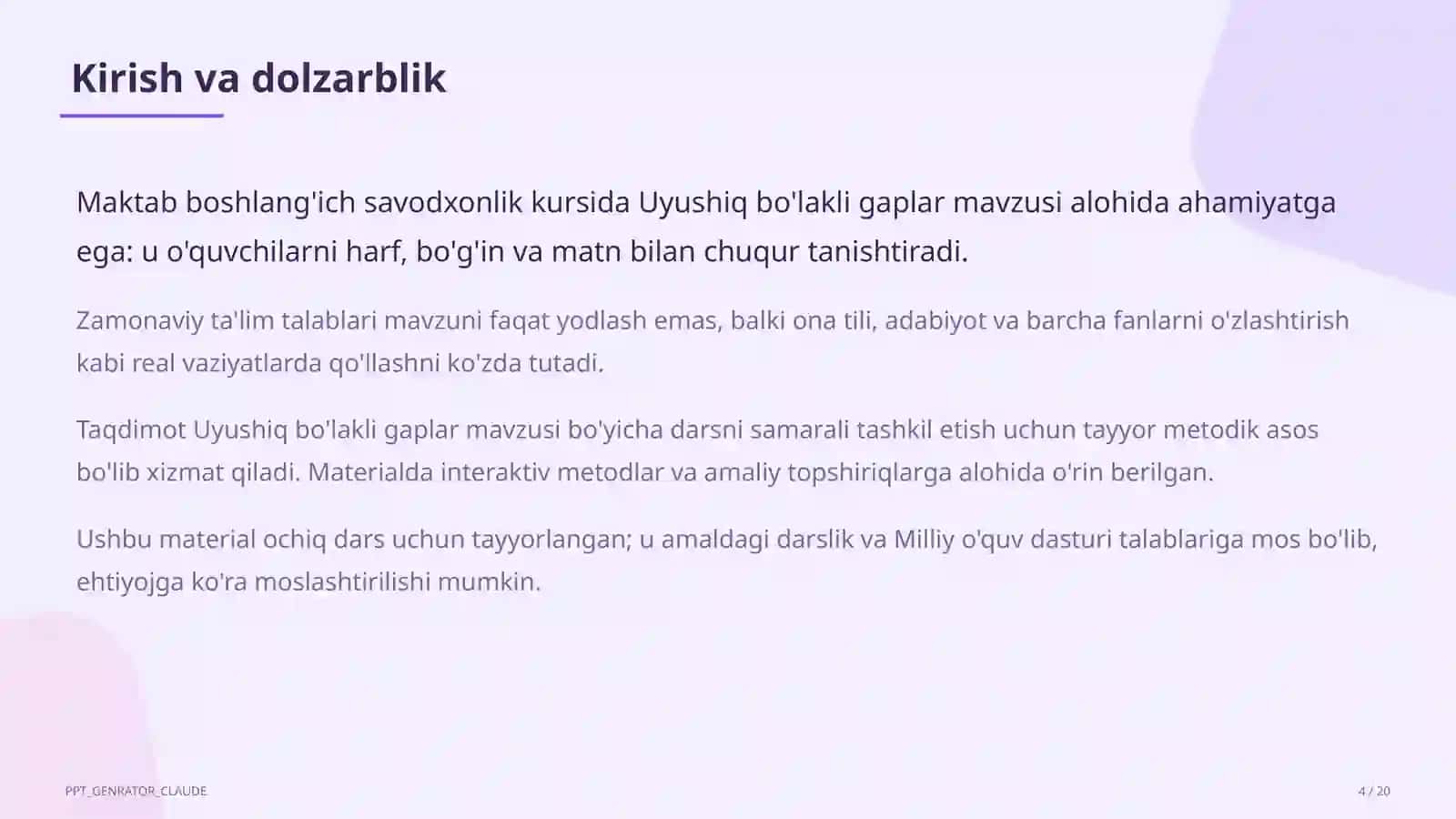 Uyushiq bo'lakli gaplar (4-sinf) 4