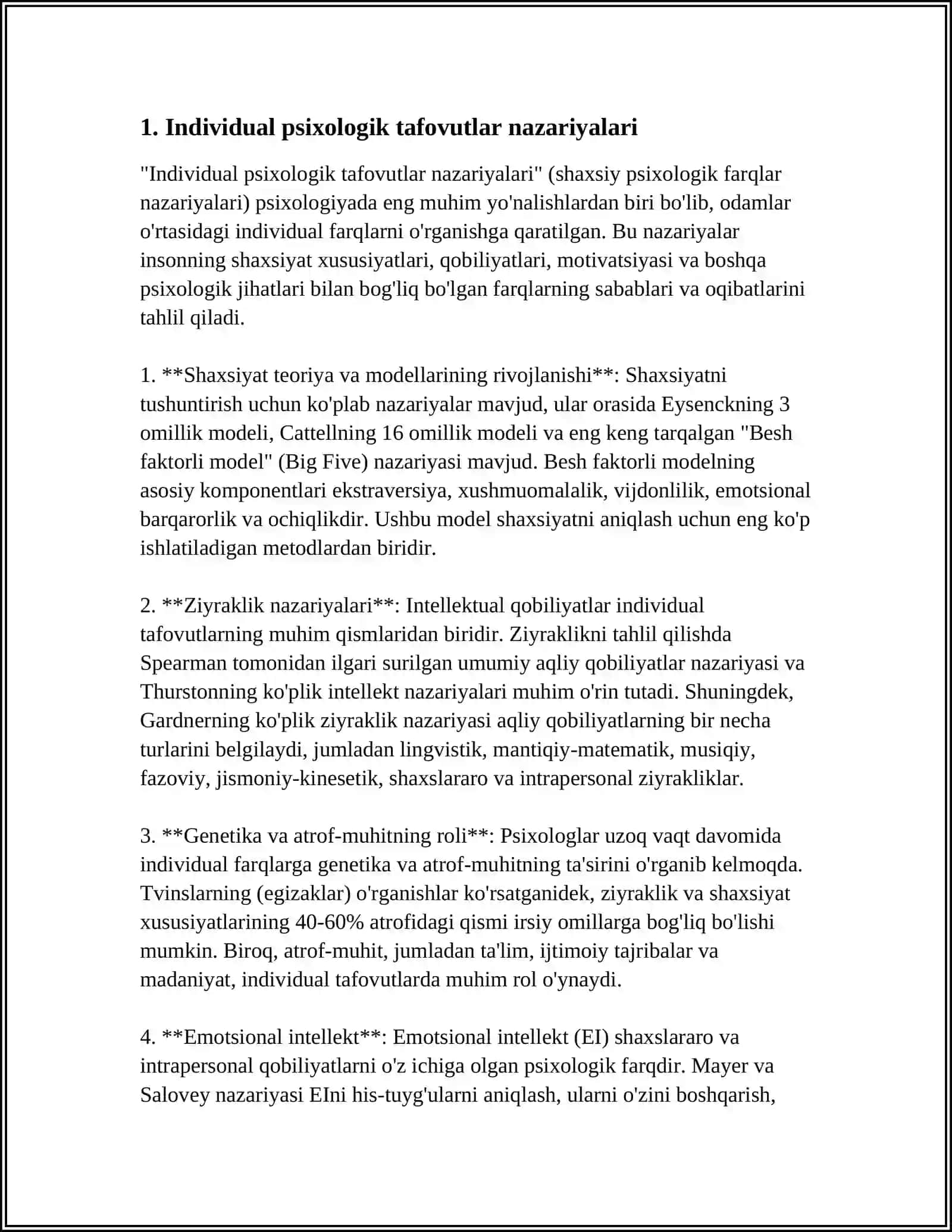 INDIVIDUAL-PSIXOLOGIK TAFOVUTLARNING UMUMIY VA MAXSUS NAZARIYASI 4