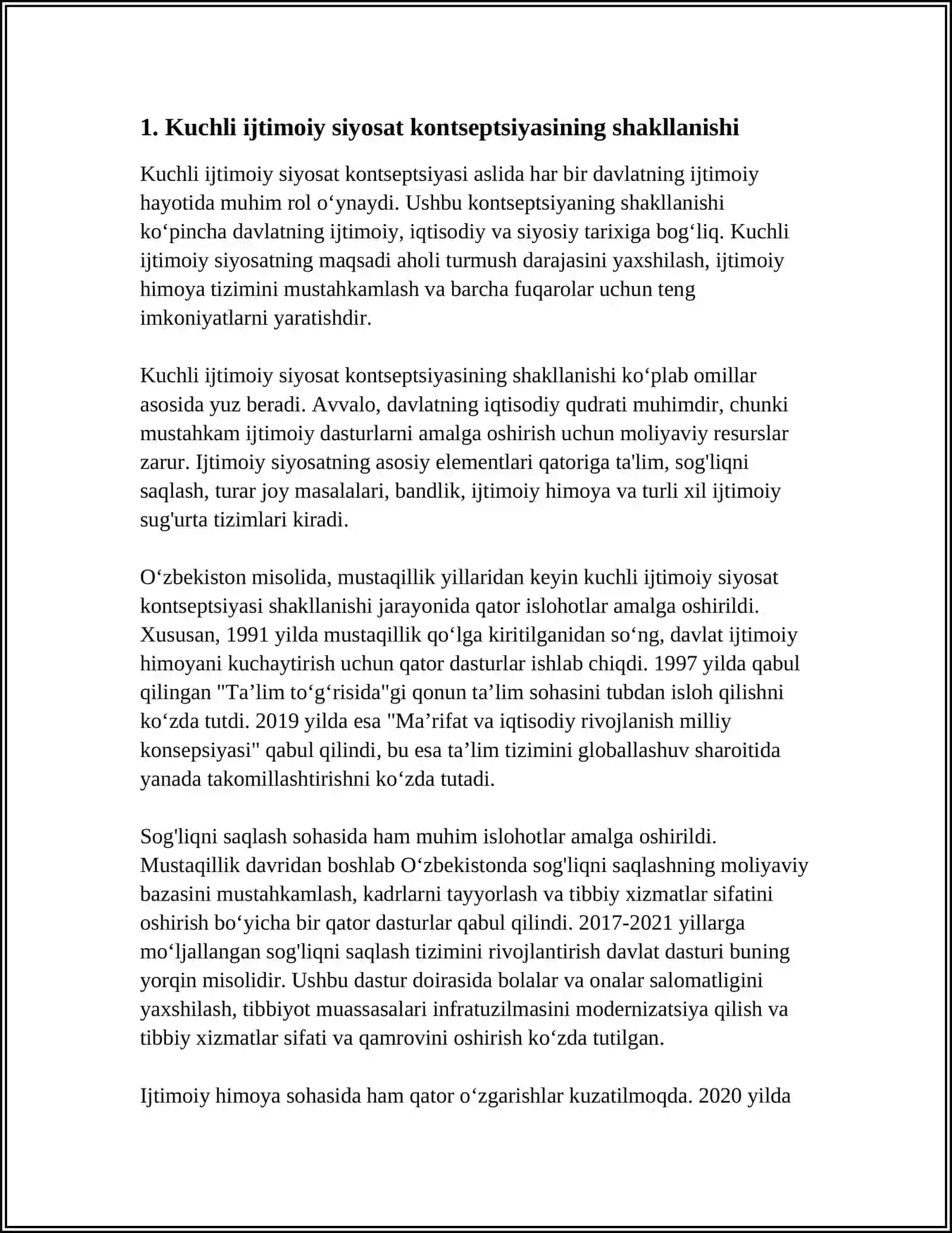 O'ZBEKISTON RESPUBLIKASI IJTIMOIY O'ZGARISHLAR 4