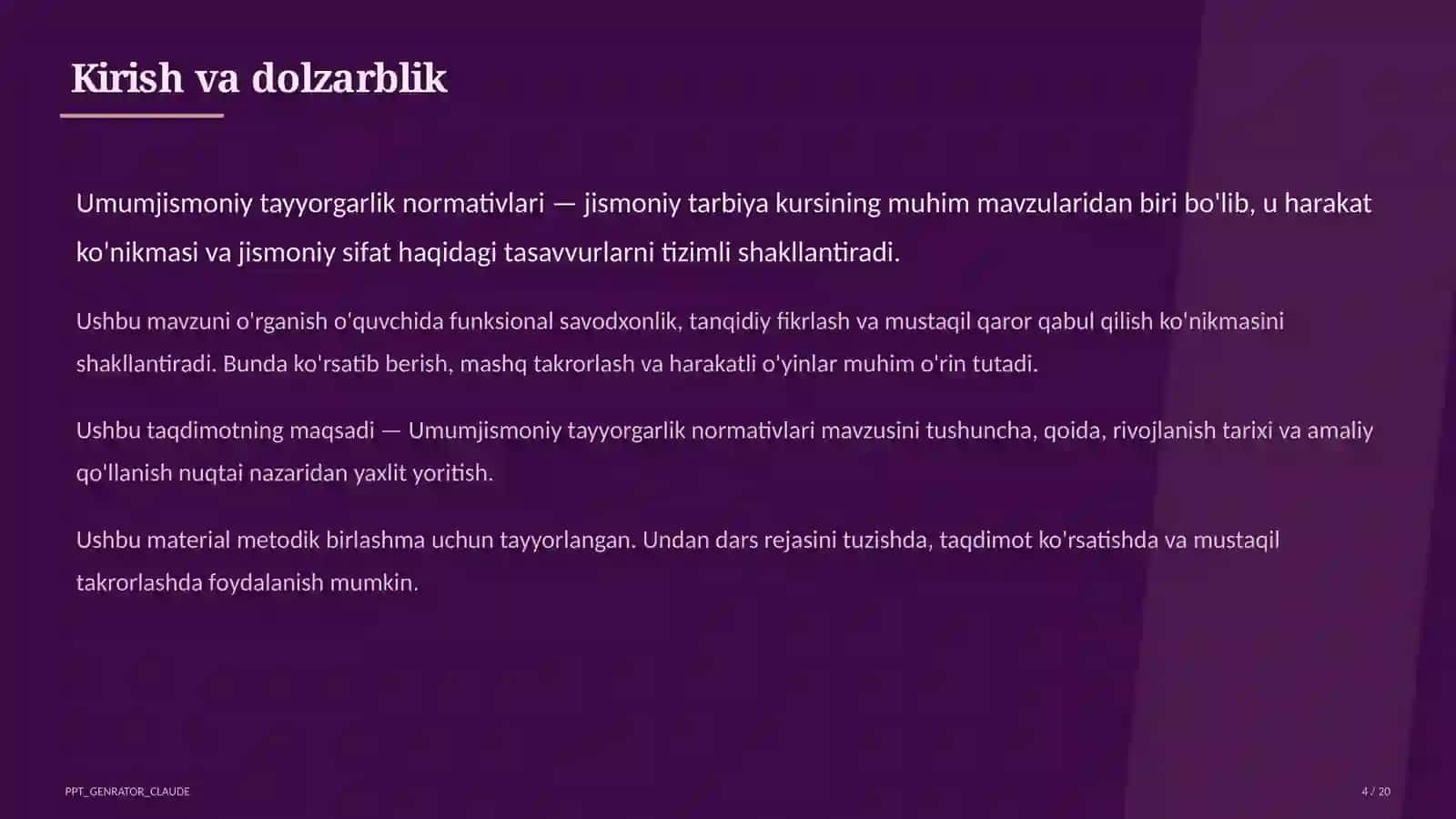 Umumjismoniy tayyorgarlik normativlari (10-sinf) 4