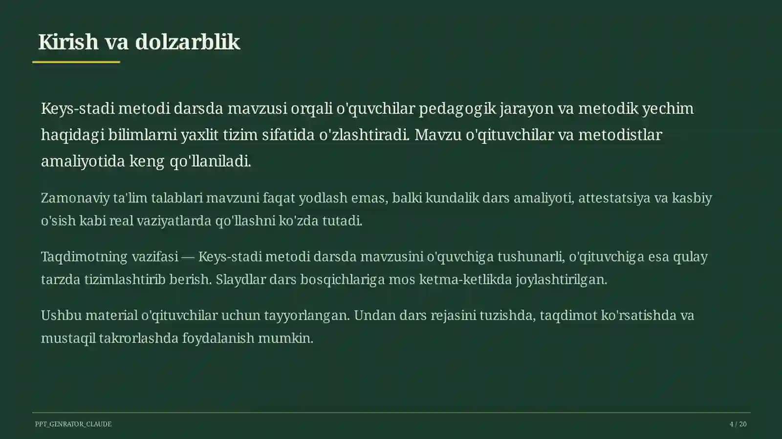 Keys-stadi metodi darsda 4