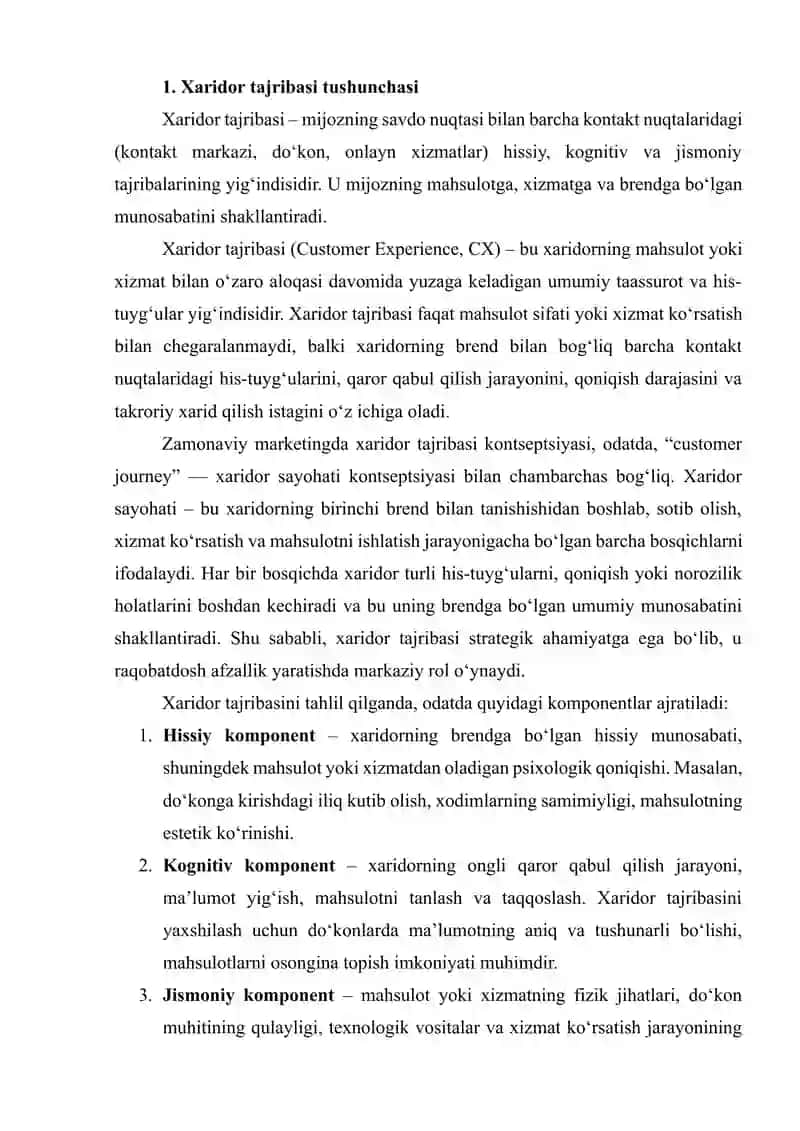 SAVDO NUQTASIDA XARIDOR TAJRIBASINI YAXSHILASH STRATEGIYASINI ISHLAB CHIQISH 4