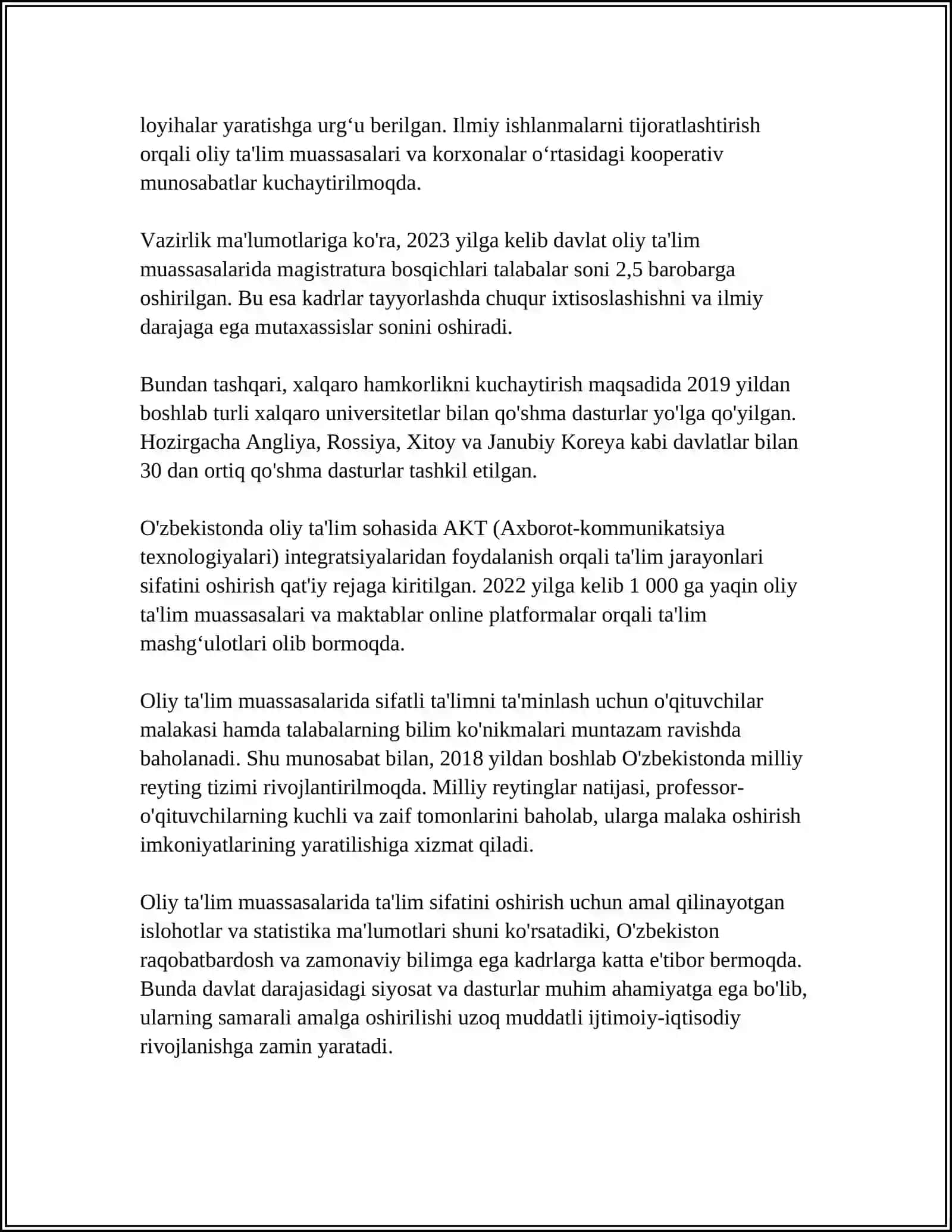 O'ZBEKISTON RESPUBLIKASI OLIY TA’LIM FAN VA INNOVATSIYA VAZIRLIGI SAMARQAND IQTISODIYOT VA SERVIS INSTITUTI 4