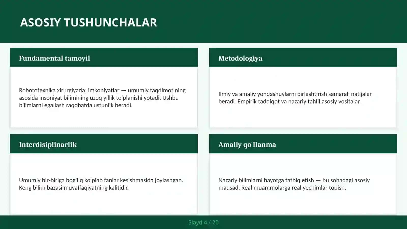 Robototexnika xirurgiyada: imkoniyatlar — umumiy taqdimot 4