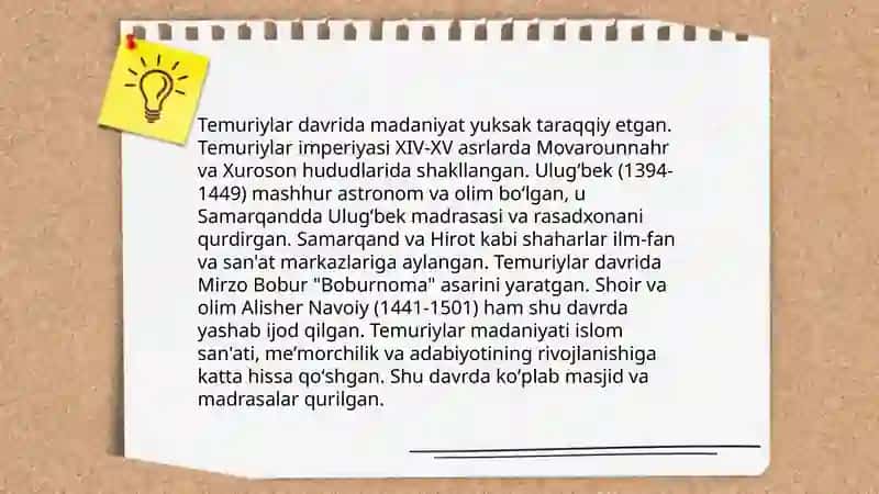 Temuriylar davrida ma’naviy-ma’rifiy yuksalish 4
