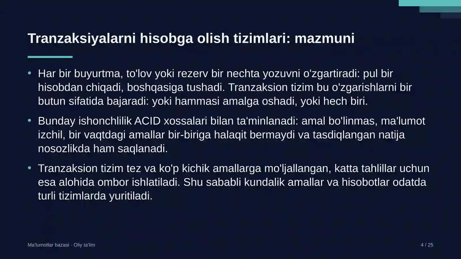 Bolalar musiqa va san'at maktablarida tranzaksiyalarni hisobga olish tizimlari 4
