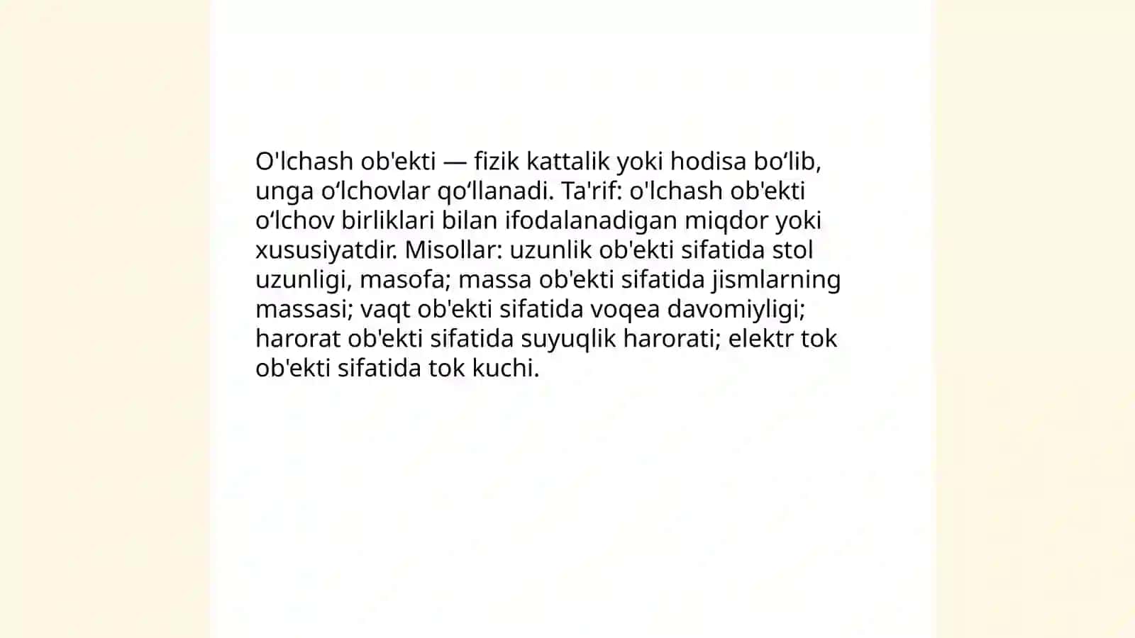 Fizikaviy kattaliklar va oʻlchash ob'ekti.Oʻlchash turlari 4