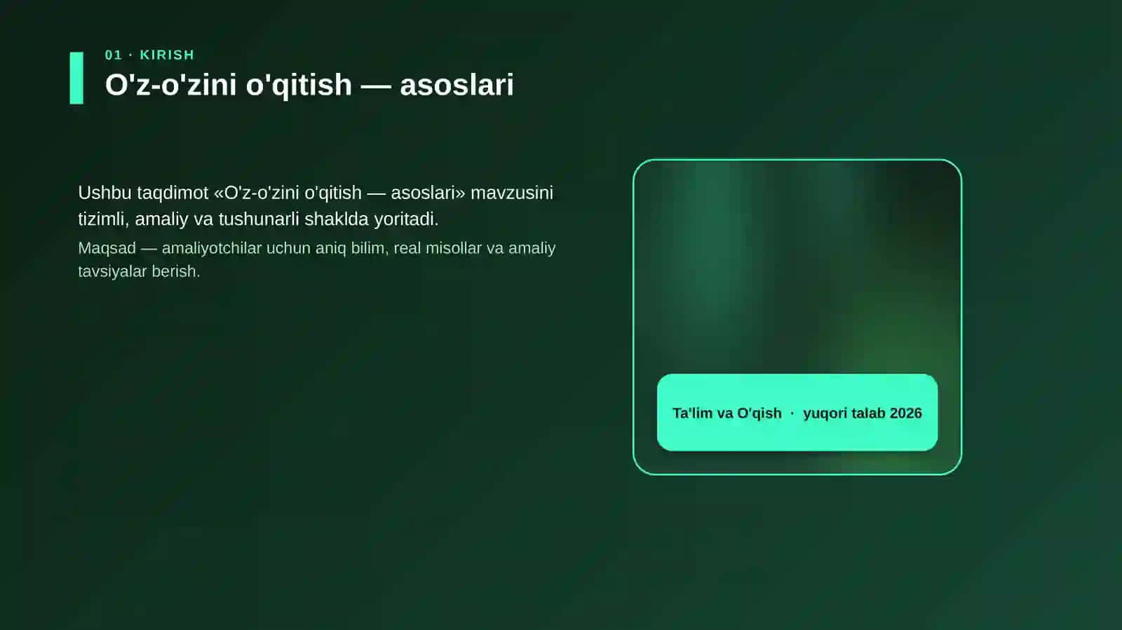 O'z-o'zini o'qitish — asoslari 4