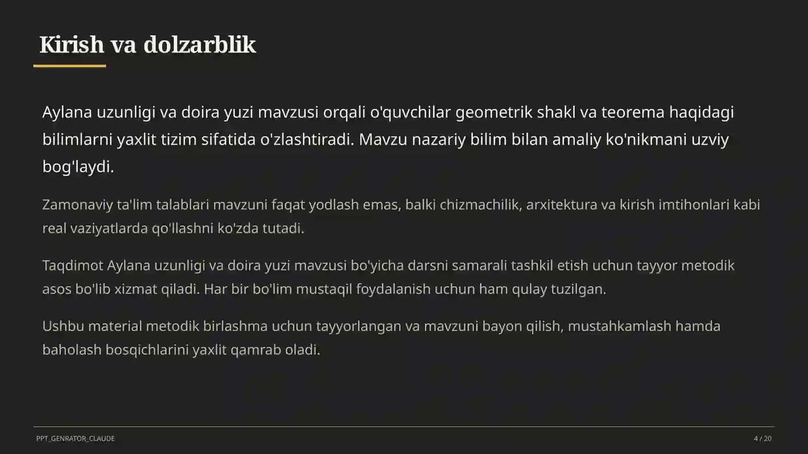 Aylana uzunligi va doira yuzi (9-sinf) 4