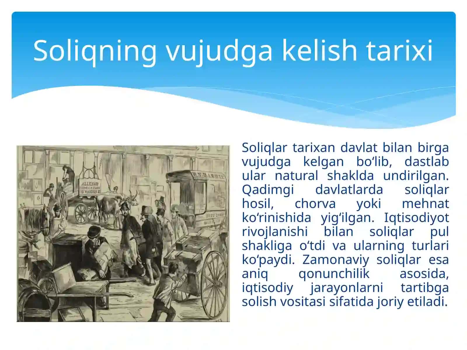 Davlatmoliyasi da soliq- budavlattomonidanjismoniyvayuridikshaxslardanqonunasosidamajburiyravishdaundiriladiganpulto‘lovi 4