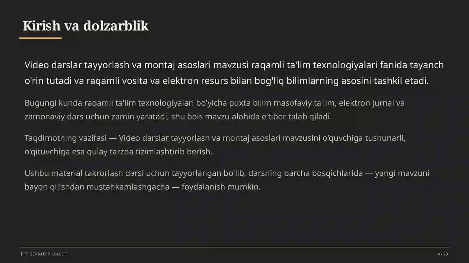 Video darslar tayyorlash va montaj asoslari 4
