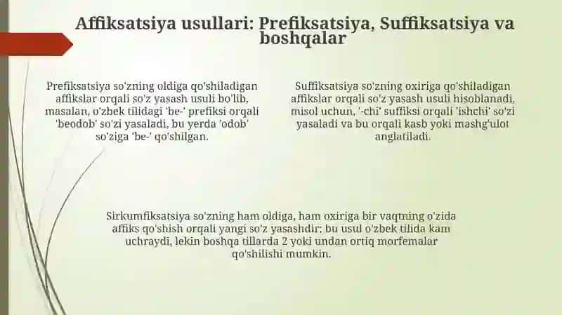 Affiksatsiya: Ta'rifi va mohiyati 4