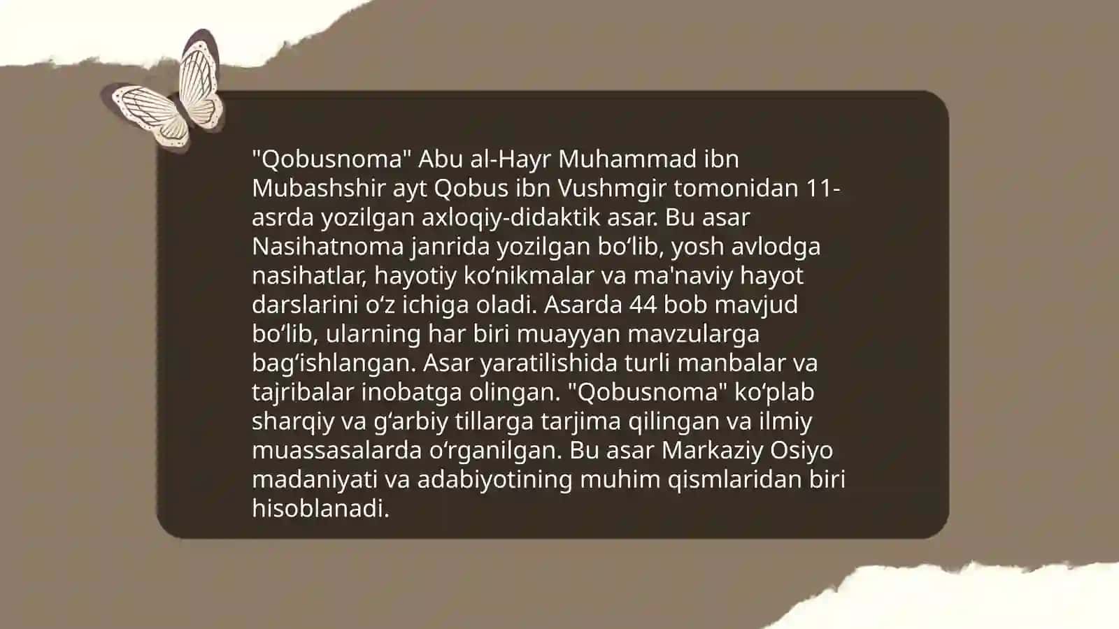 Kaykovskiyning ``Qobusnoma``asari 4