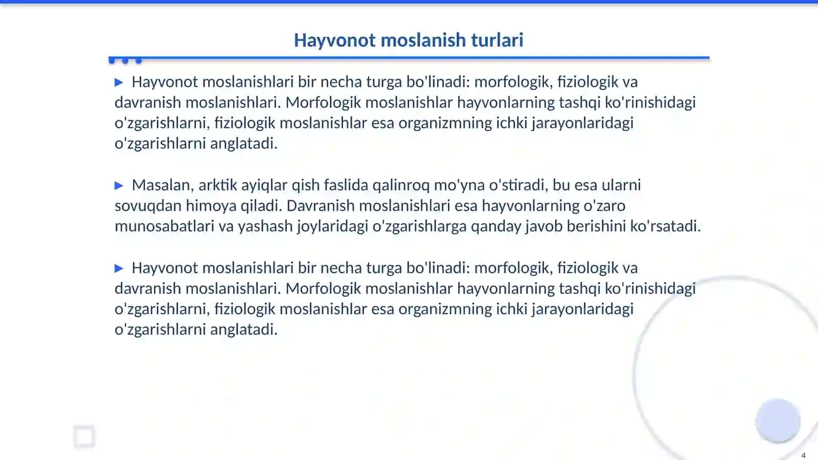 Hayvonot dunyosining ekologik moslanishlari 4
