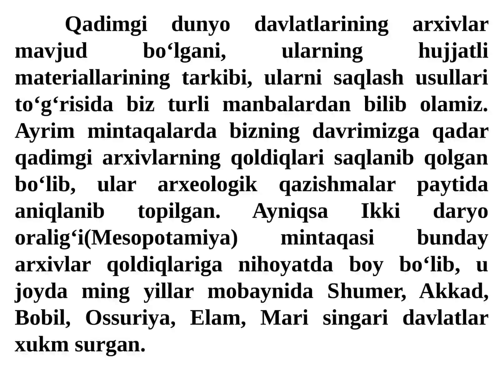 5-маvzu: QadimgiSharq хo`jalik yozma manbalarini saroy omborxonalarida mujassamlashgan yozishmalari 4