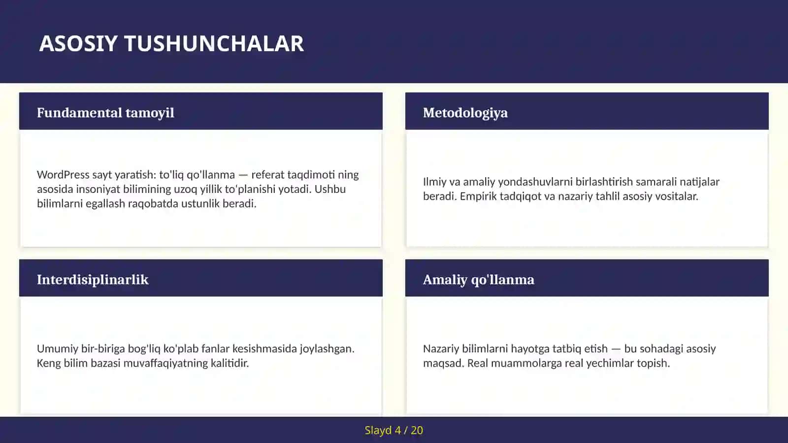 WordPress sayt yaratish: to'liq qo'llanma — referat taqdimoti 4