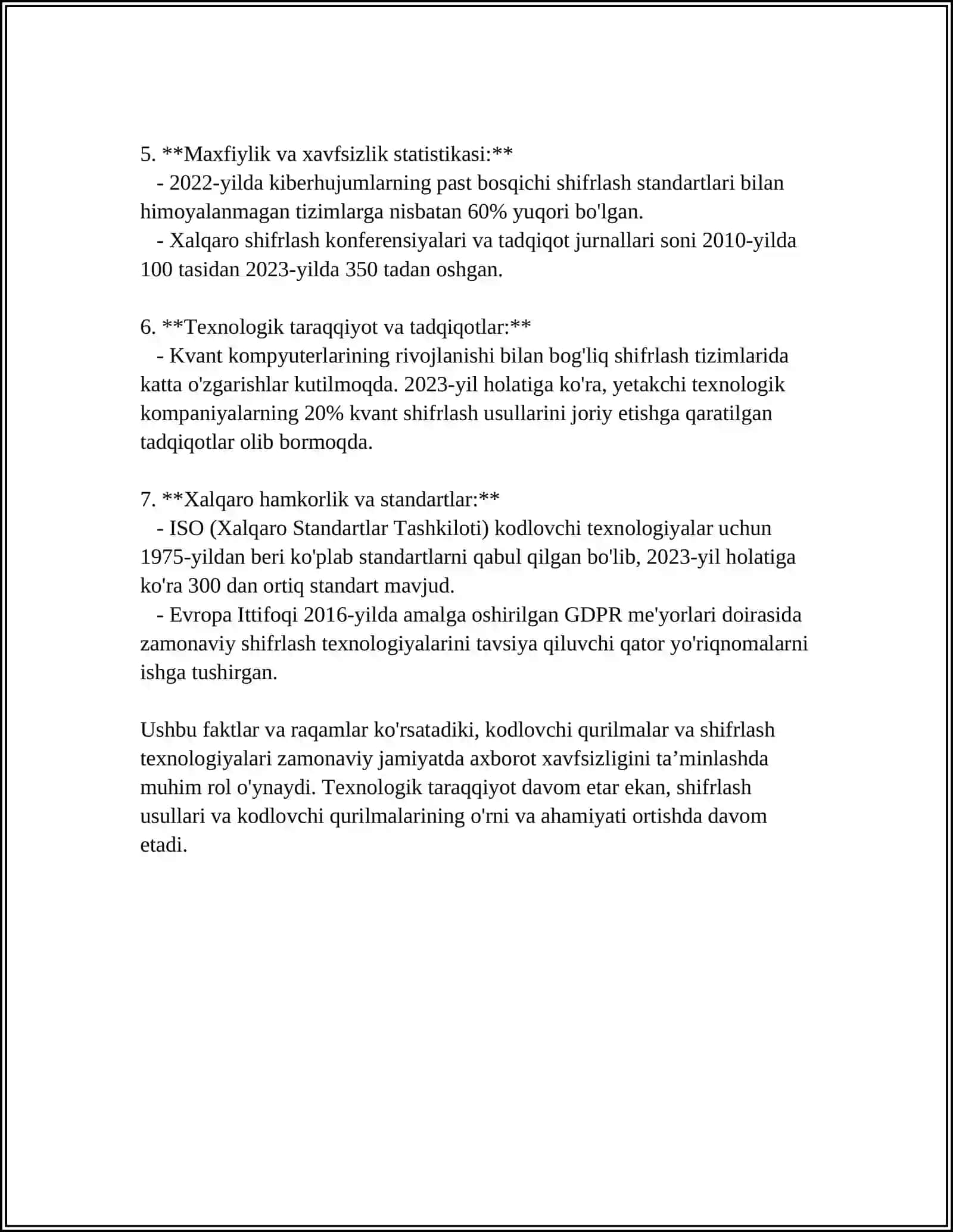 SHIFRATORLAR VA DESHIFRATORLAR. ULARNING TURLARI TUZILISHI VA ISHLASH PRINTSIPLARI 4