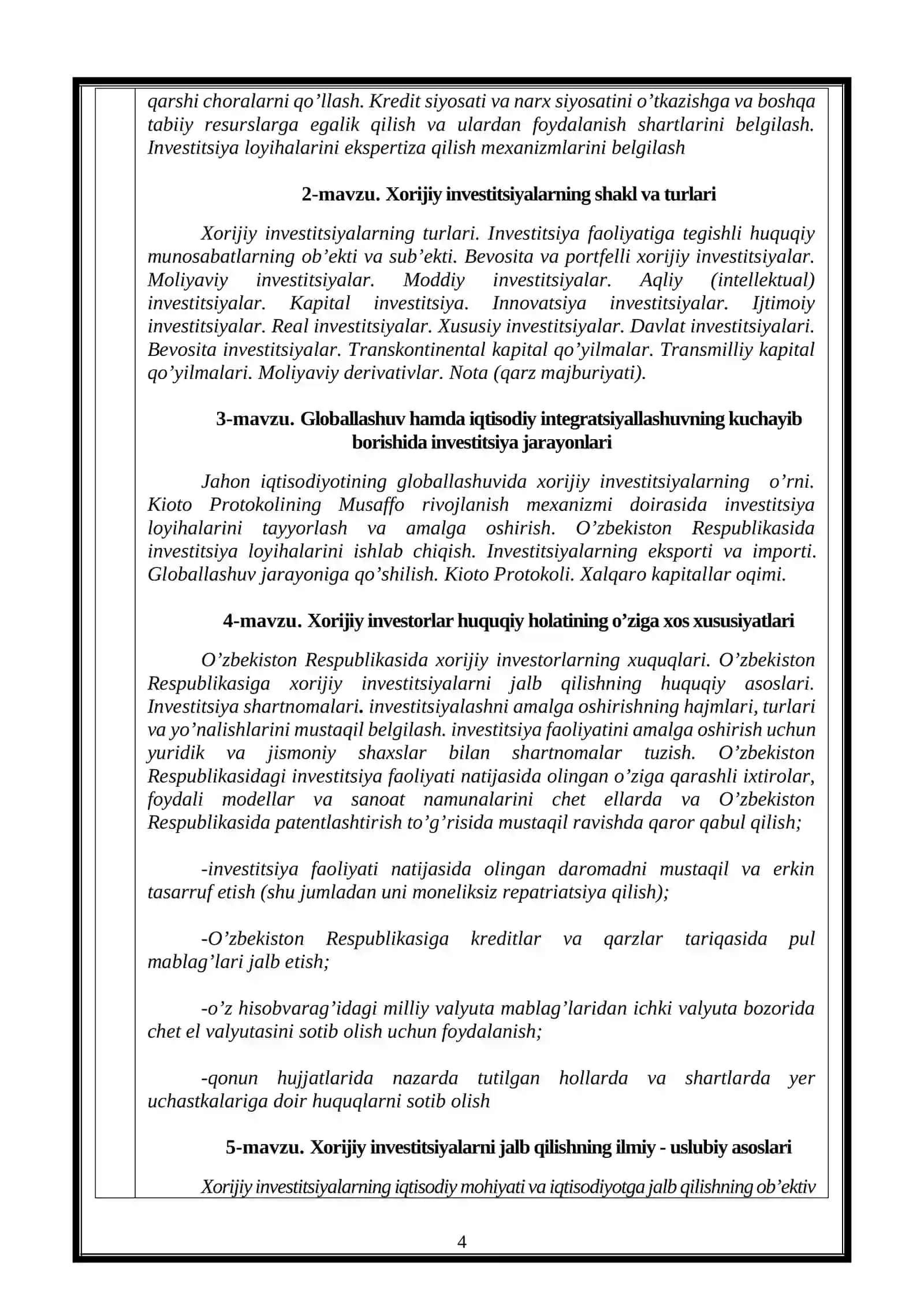 XORIJIY INVESTITSIYALAR 4