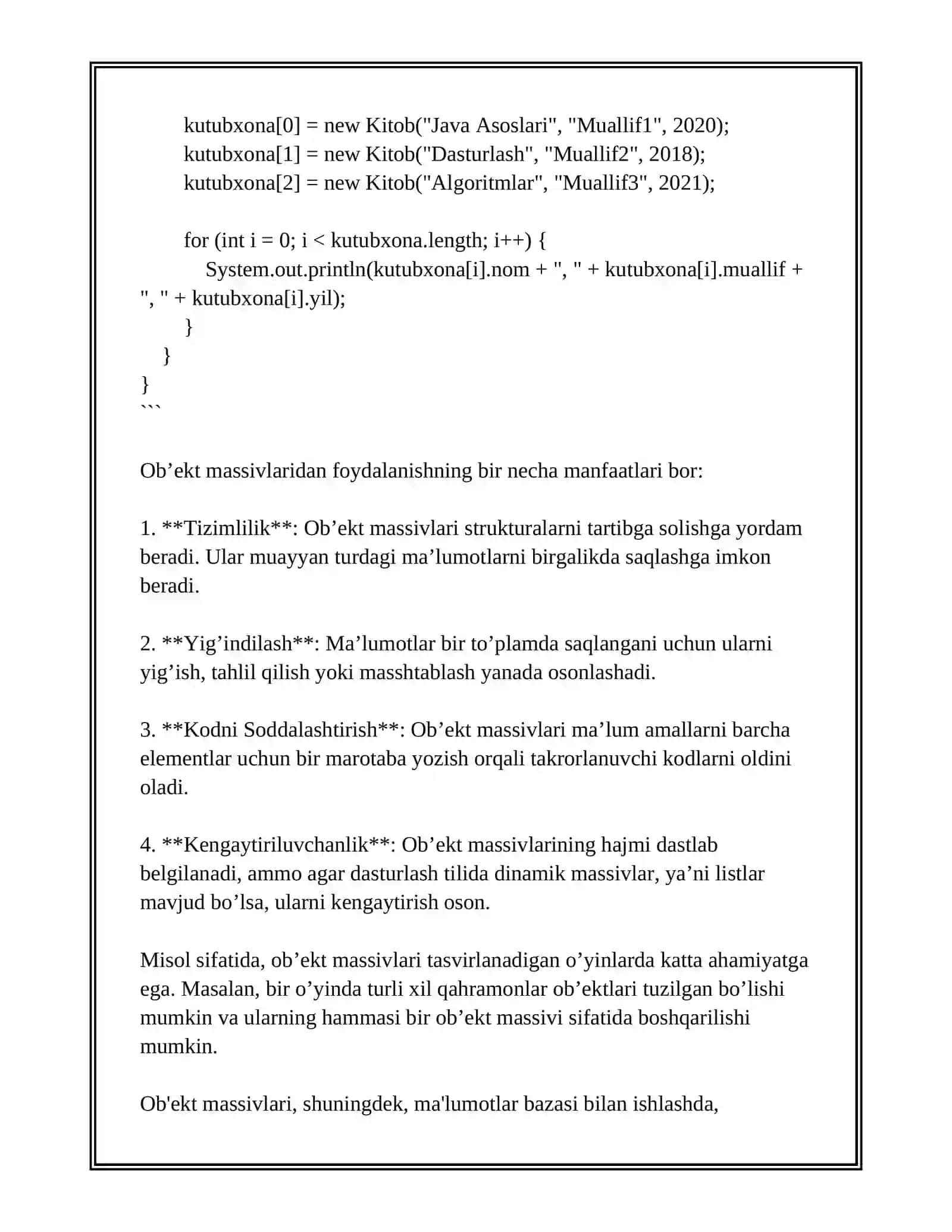 OBYEKT MASSIVI. SINFLAR ORASIDAGI MUNOSABATLAR. INKAPSULYATSIYA VA MEROSXO’RLIK. POLIMORFIZM. ASOS SINF A’ZOLARIGA MURIJAATLARNI BOSHQARISH. VIRTUAL FUNKSIYA. POLIMORFIZM. ABSTRAKT SINF. C++ DA 4