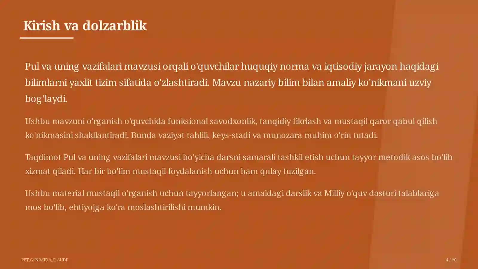 Pul va uning vazifalari (9-sinf) 4