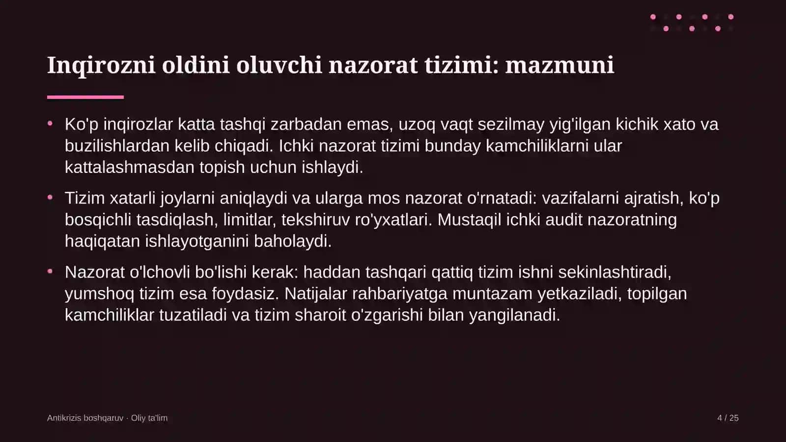 Ekologiya sohasida inqirozni oldini oluvchi nazorat tizimi 4