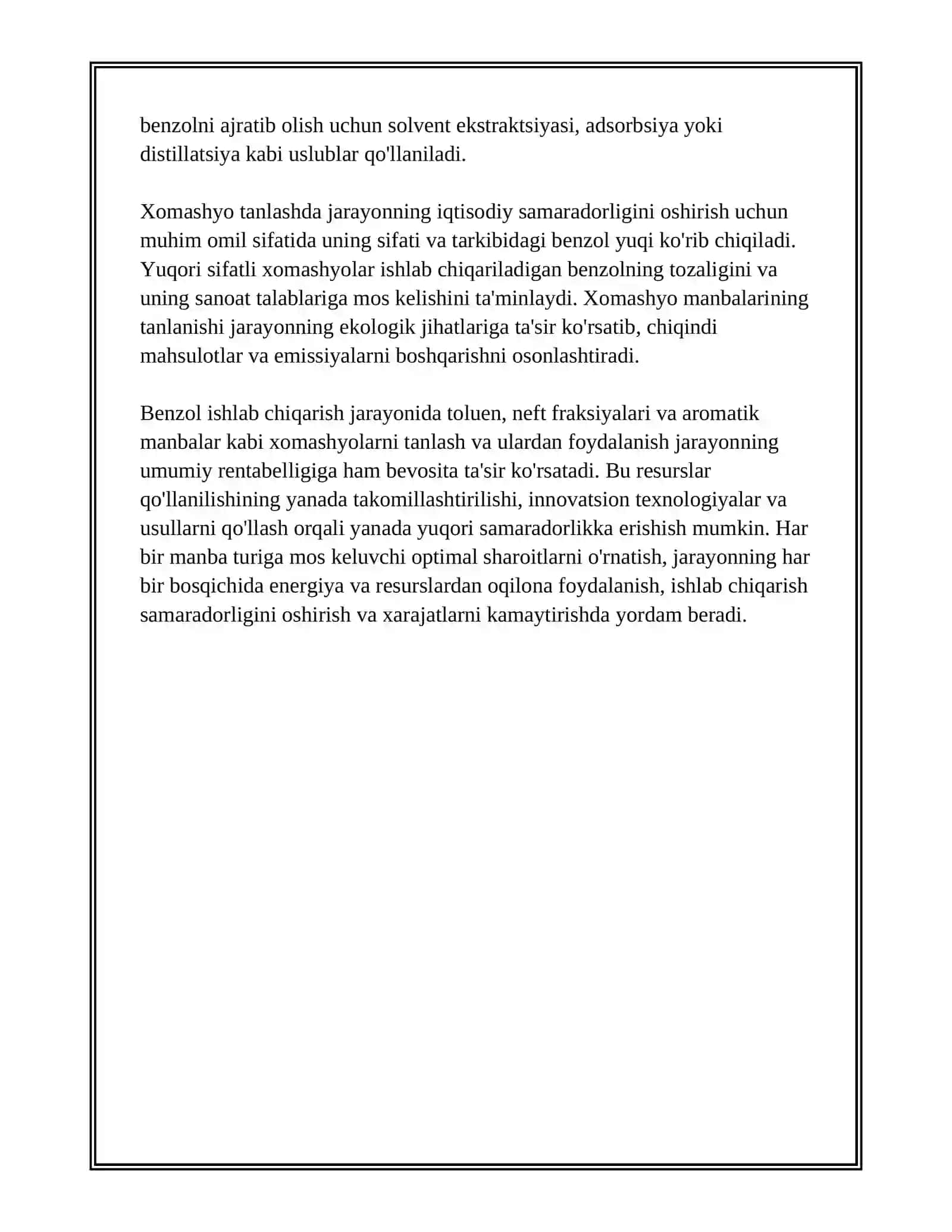 BENZOL ISHLAB CHIQARISH JARAYONINING TEXNOLOGIK SXEMASI 4