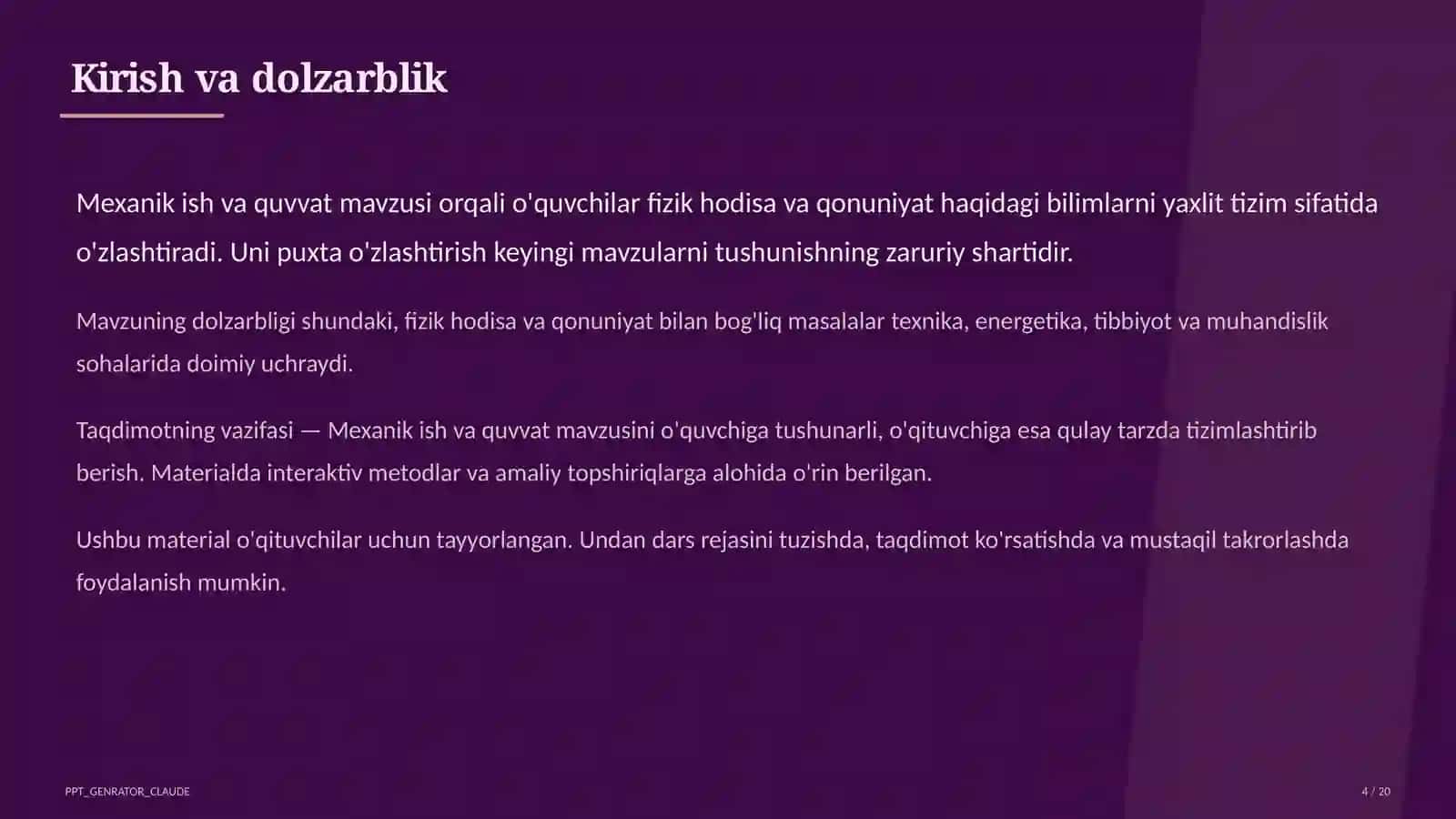 Mexanik ish va quvvat (7-sinf) 4