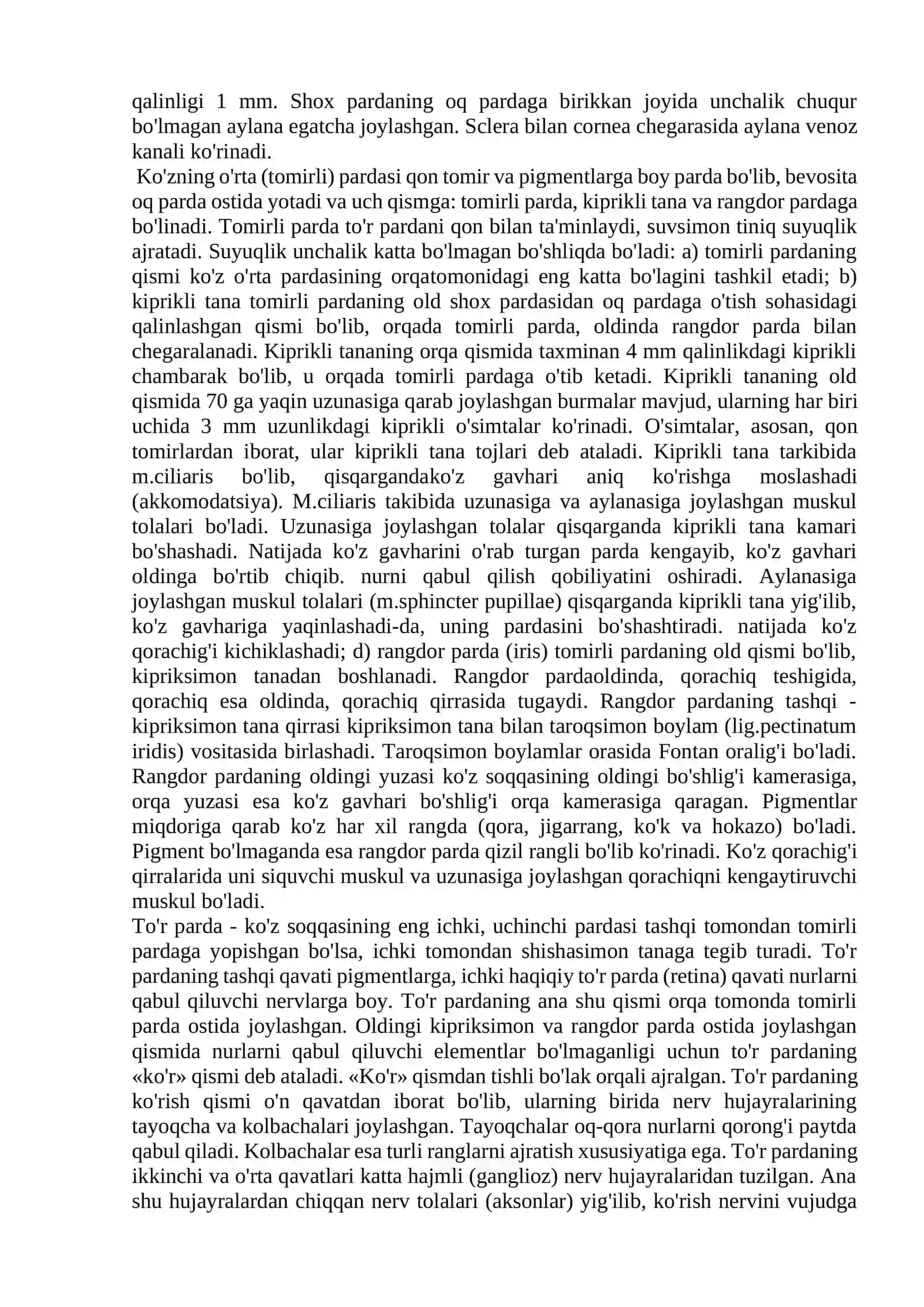 SEZGI A'ZOLARI– ANALIZATORLAR. KO'RISH ANALIZATORI 4