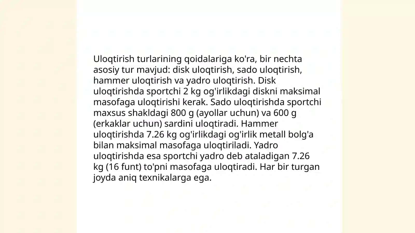 Yengil atletika Uloqtirishlar, Uzunlikka sakrash, Uzoq masofaga yugurish 4