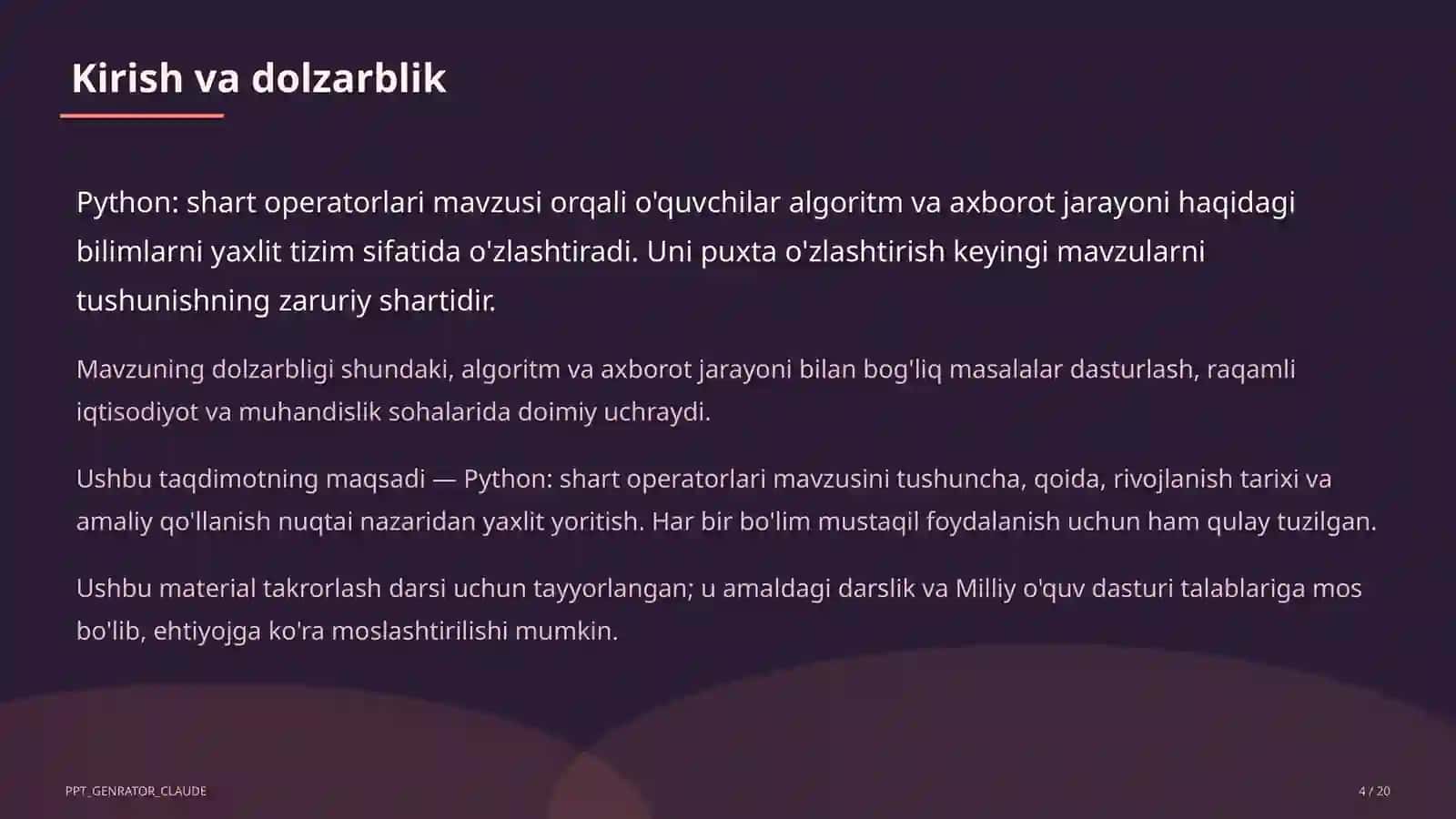 Python: shart operatorlari (8-sinf) 4