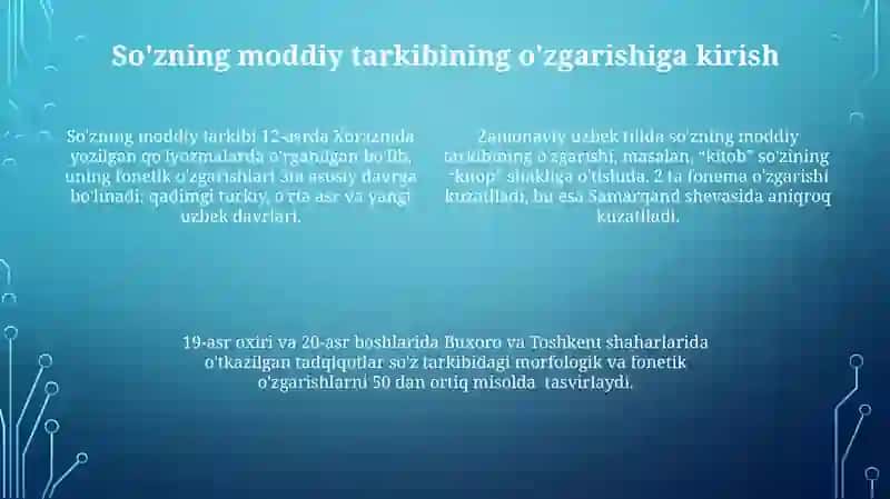 Zamonaviy o'zgarishlar 4