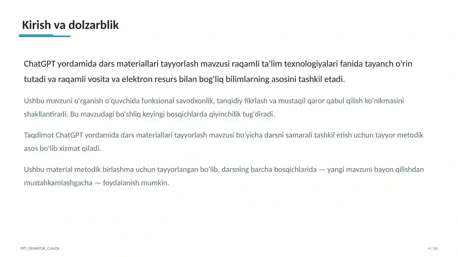 ChatGPT yordamida dars materiallari tayyorlash 4