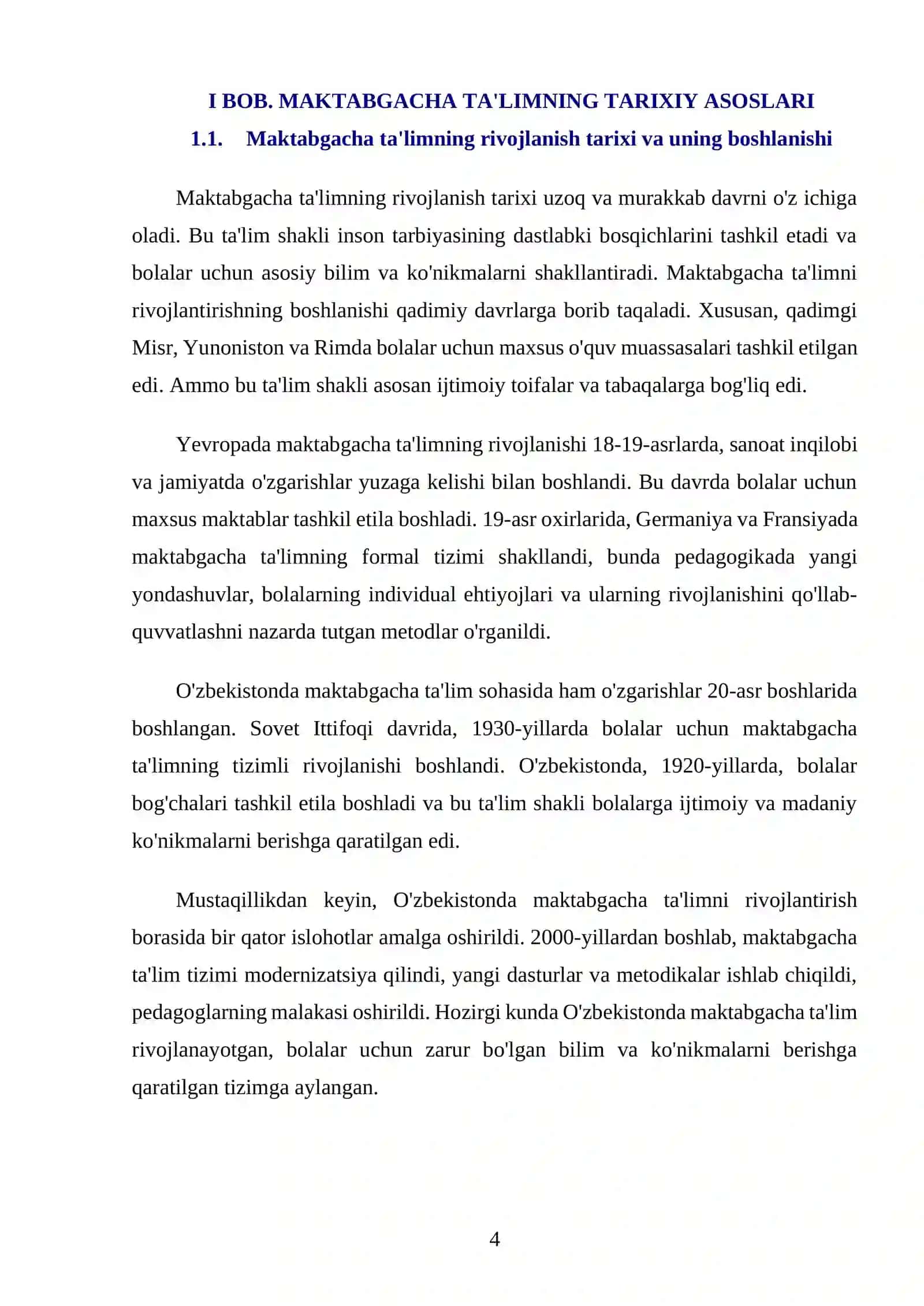 MAKTABGACHA TA'LIM TARIXI 4