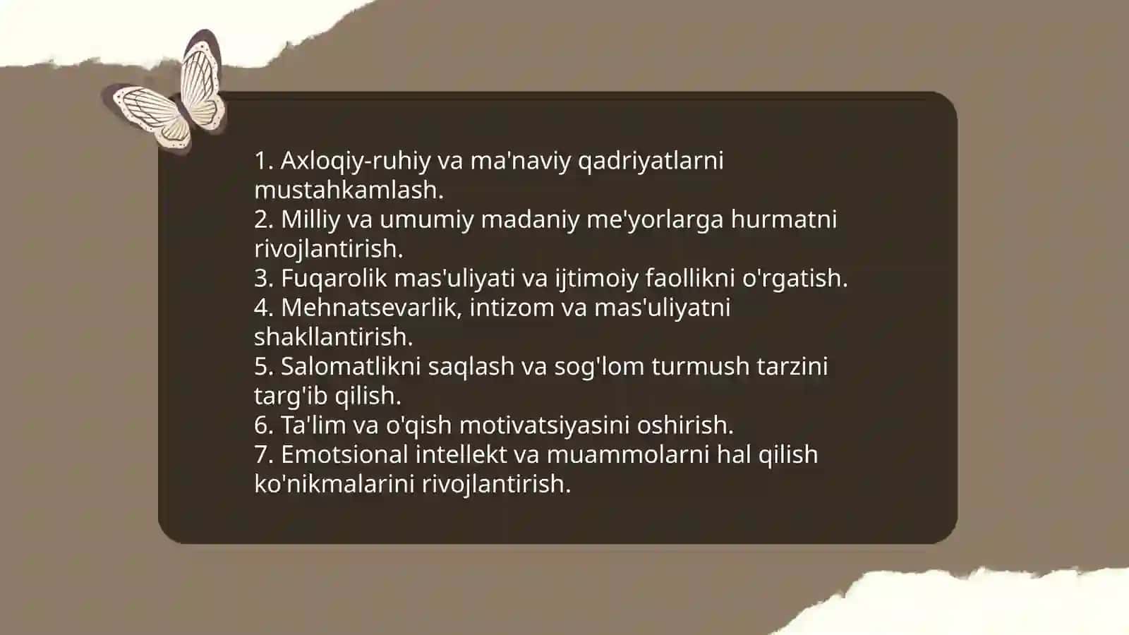 Tarbiyaviy soatlarning maqsadi va asosiy vazifalari turlari va tuzilishi 4