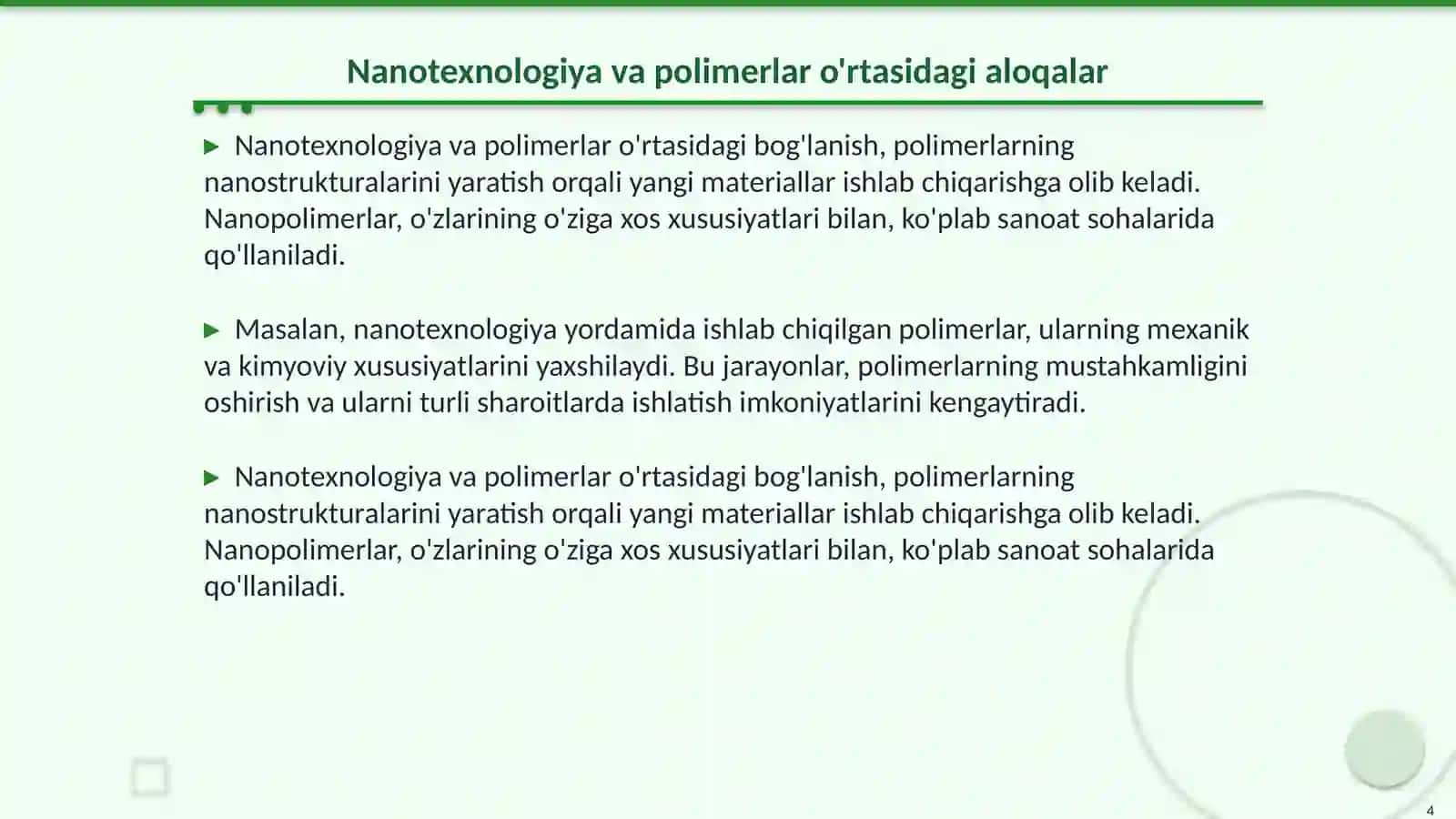 Nanotexnologiya va u asosida polimerlar sintez qilish usullari 4