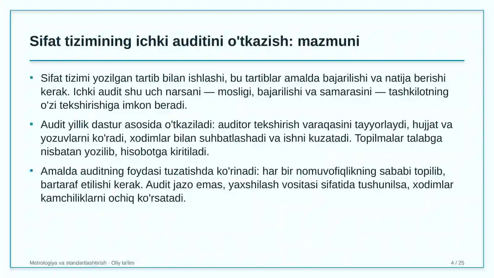 xorijiy universitetlar filiallarida sifat tizimining ichki auditini o'tkazish 4043 4