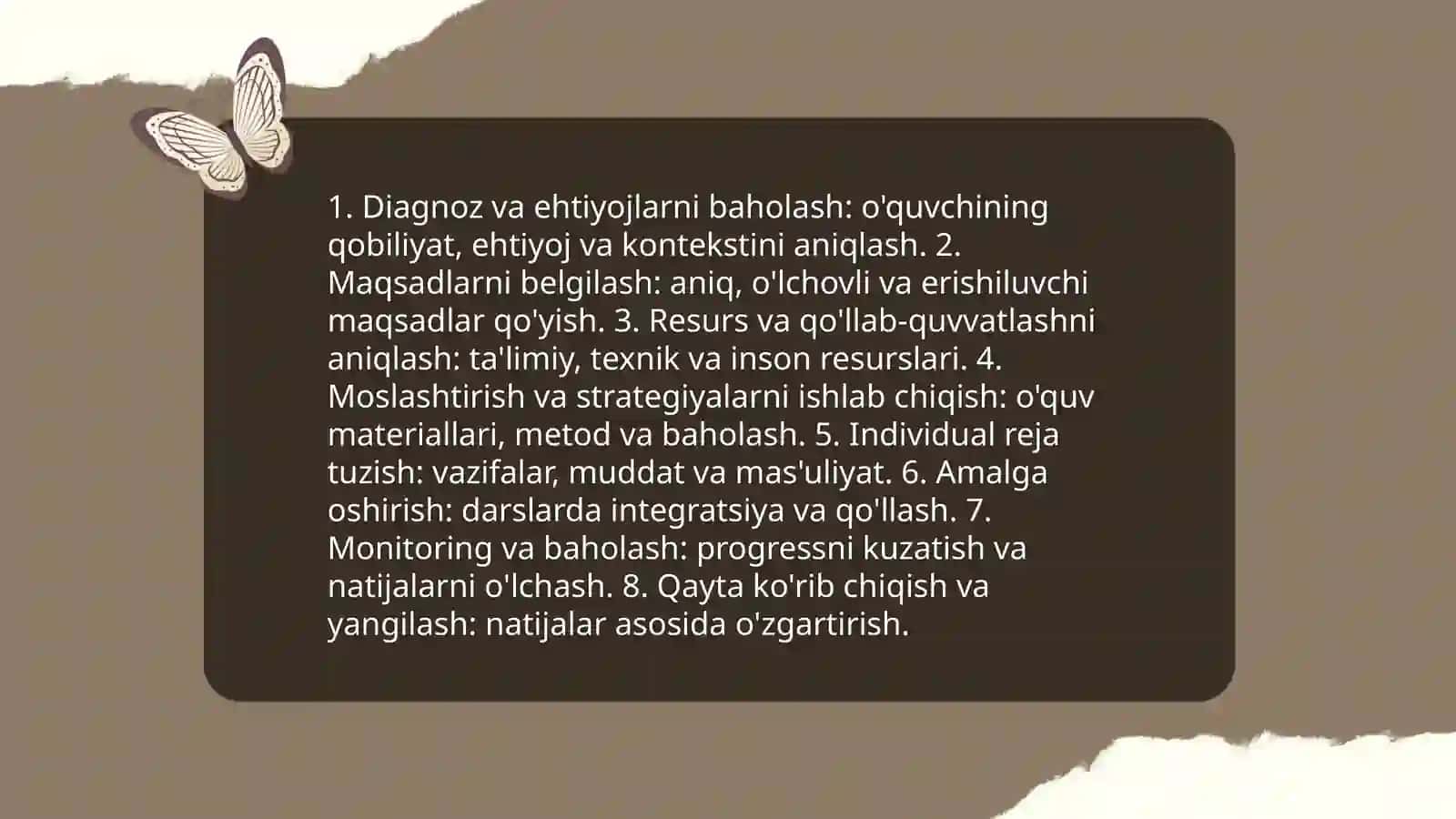Ta'limning universal dizayni va individual qo'llab-quvvatlash dasturi 4