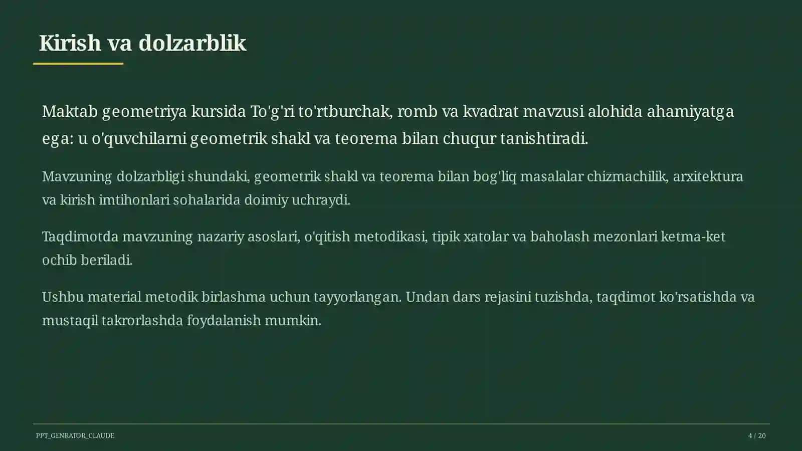 To'g'ri to'rtburchak, romb va kvadrat (8-sinf) 4