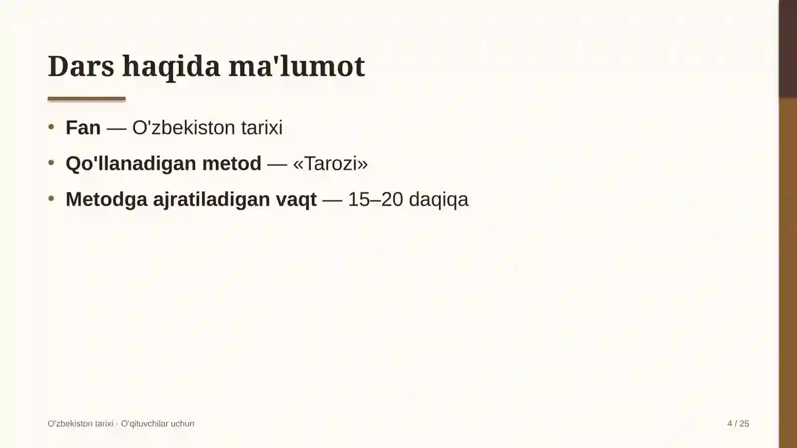 o'zbekiston tarixi darslarida tarozi metodidan foydalanish 7498 4