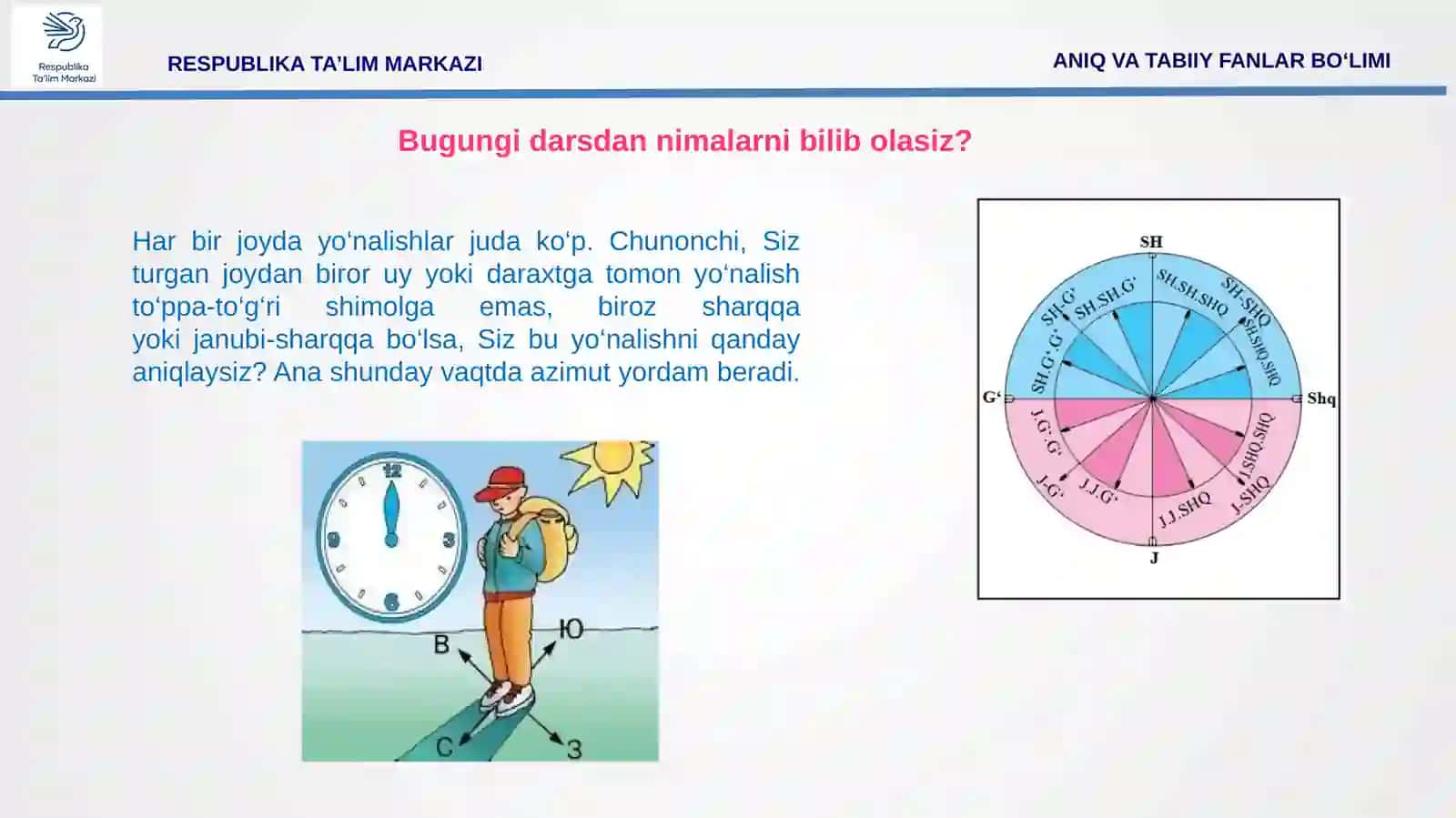5-sinf Geografiya Azimut va masofani o'lchash dars taqdimoti 4