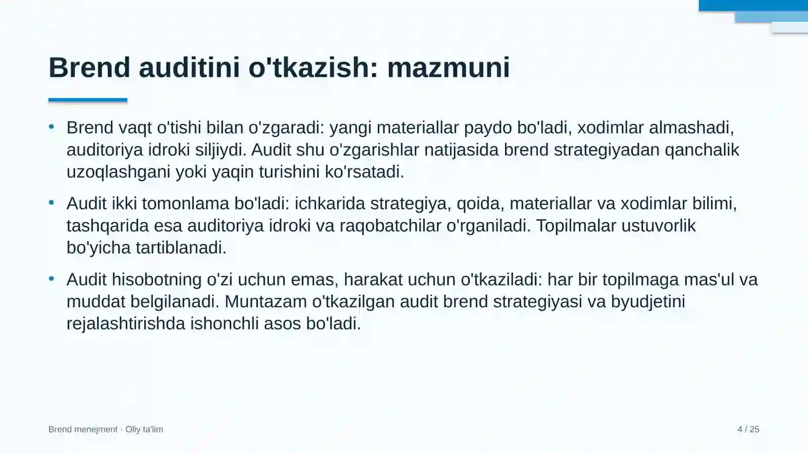 Magistraturada brend auditini o'tkazish 4