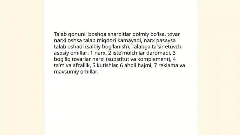 Talab va taklif nazariyasi 4