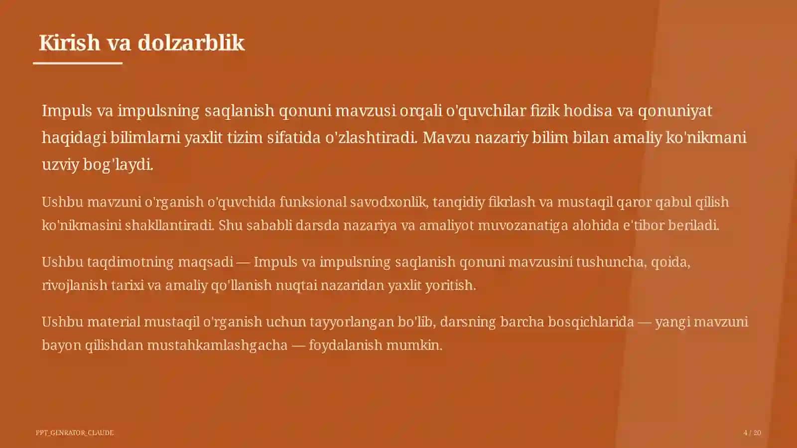 Impuls va impulsning saqlanish qonuni (9-sinf) 4